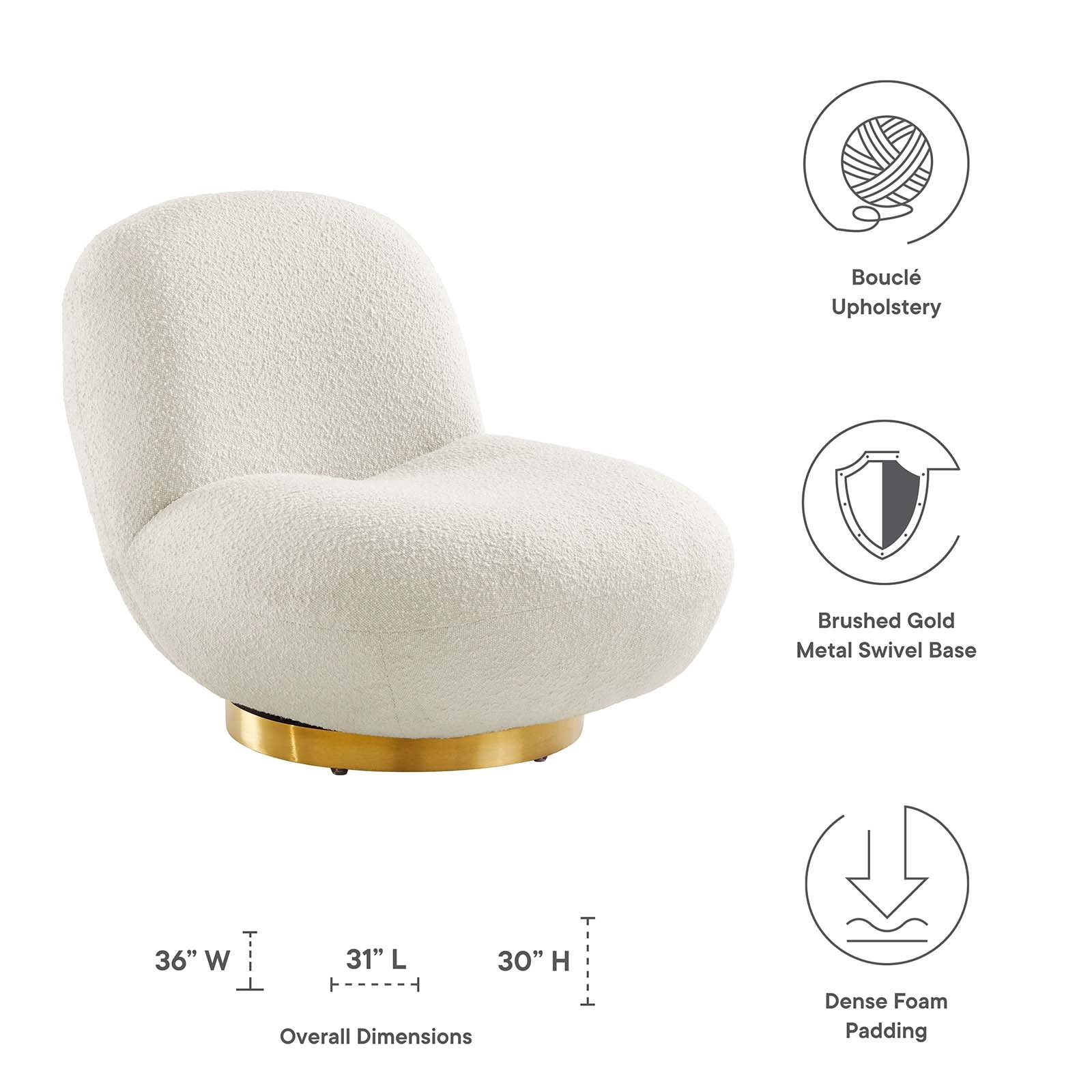 Kindred Upholstered Fabric Swivel Chair - East Shore Modern Home Furnishings
