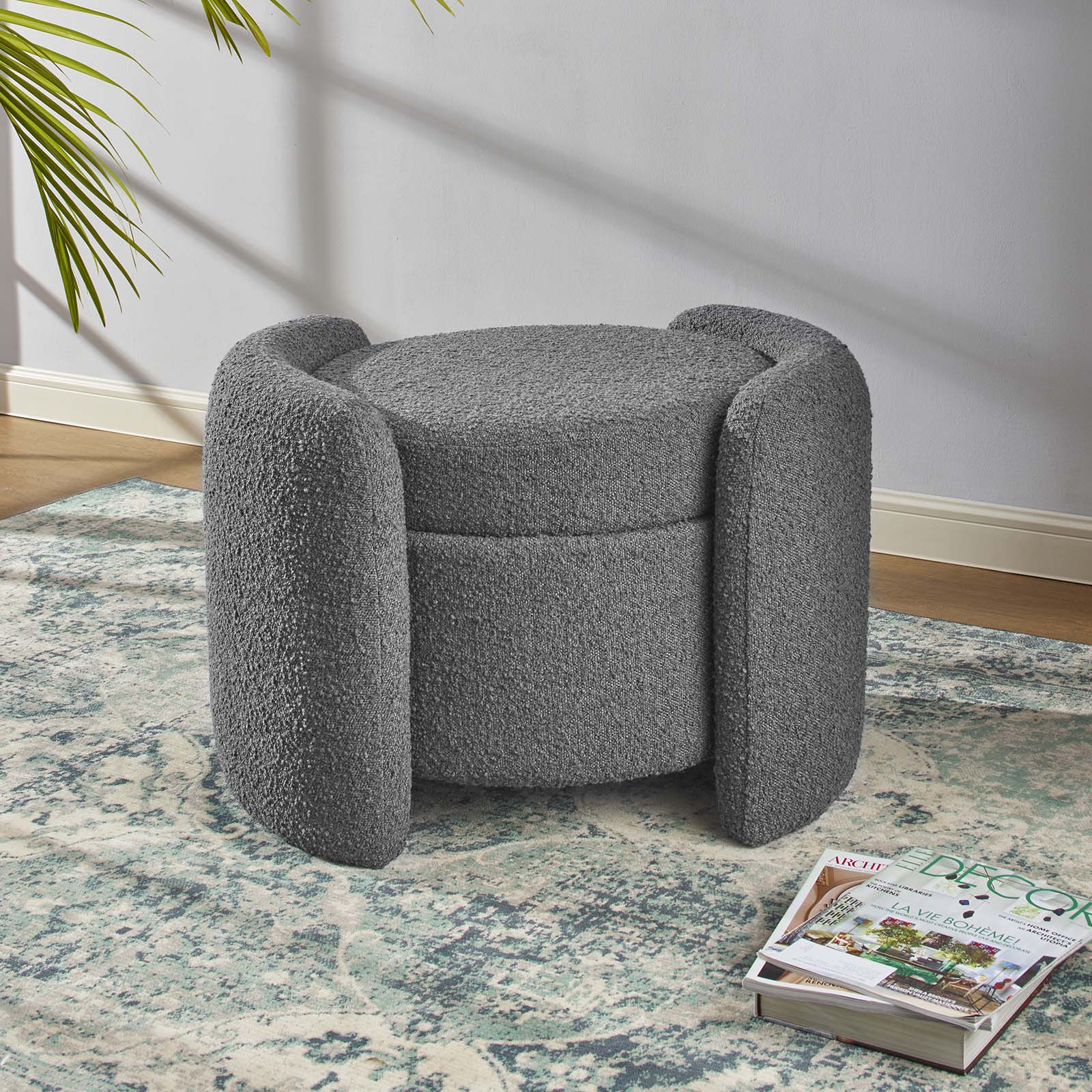 Nebula Boucle Upholstered Ottoman - East Shore Modern Home Furnishings