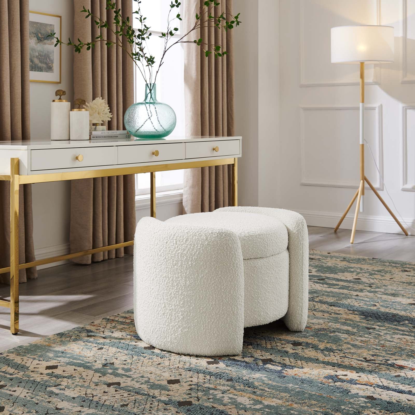 Nebula Boucle Upholstered Ottoman - East Shore Modern Home Furnishings