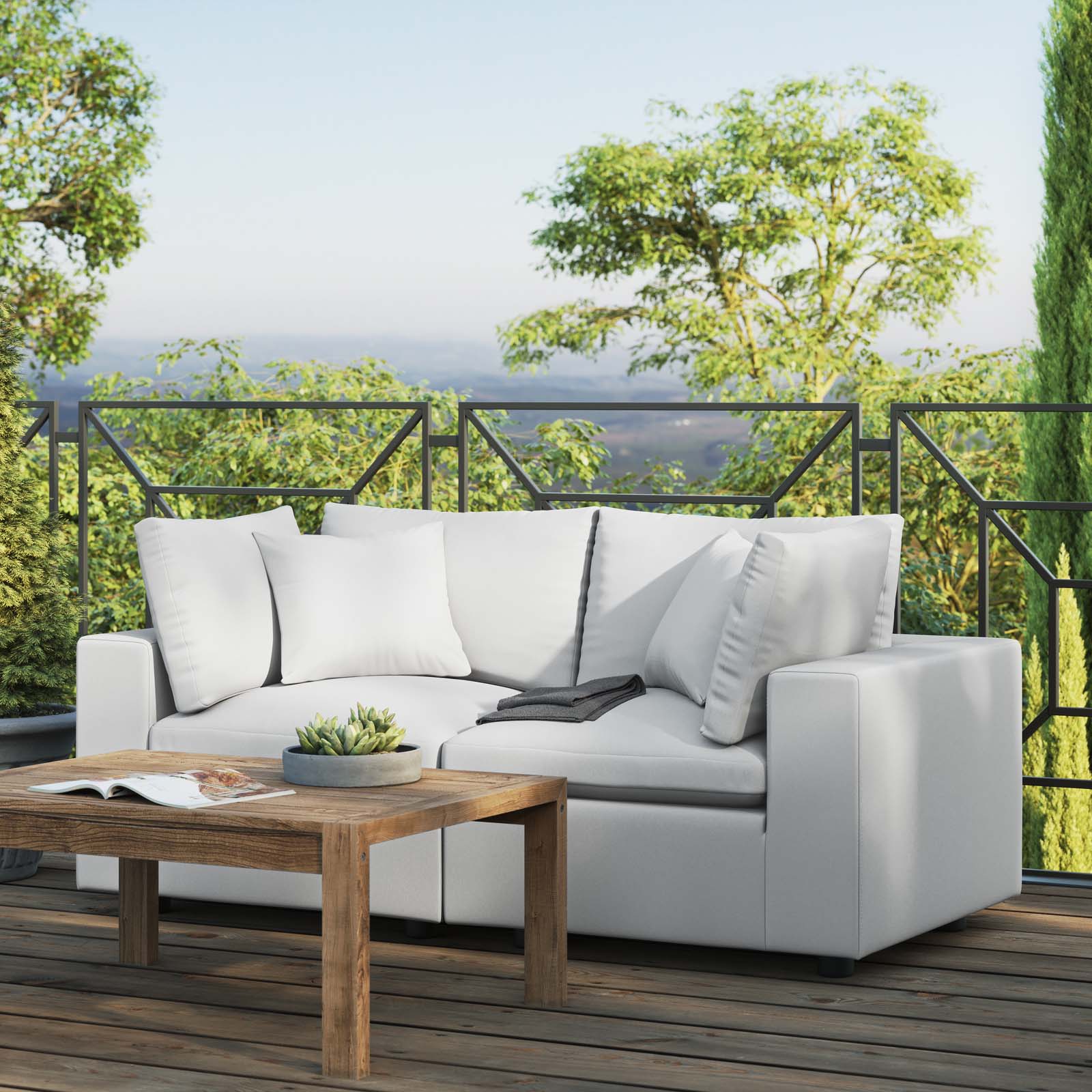 Commix Outdoor Patio Overstuffed Outdoor Patio Loveseat - East Shore Modern Home Furnishings