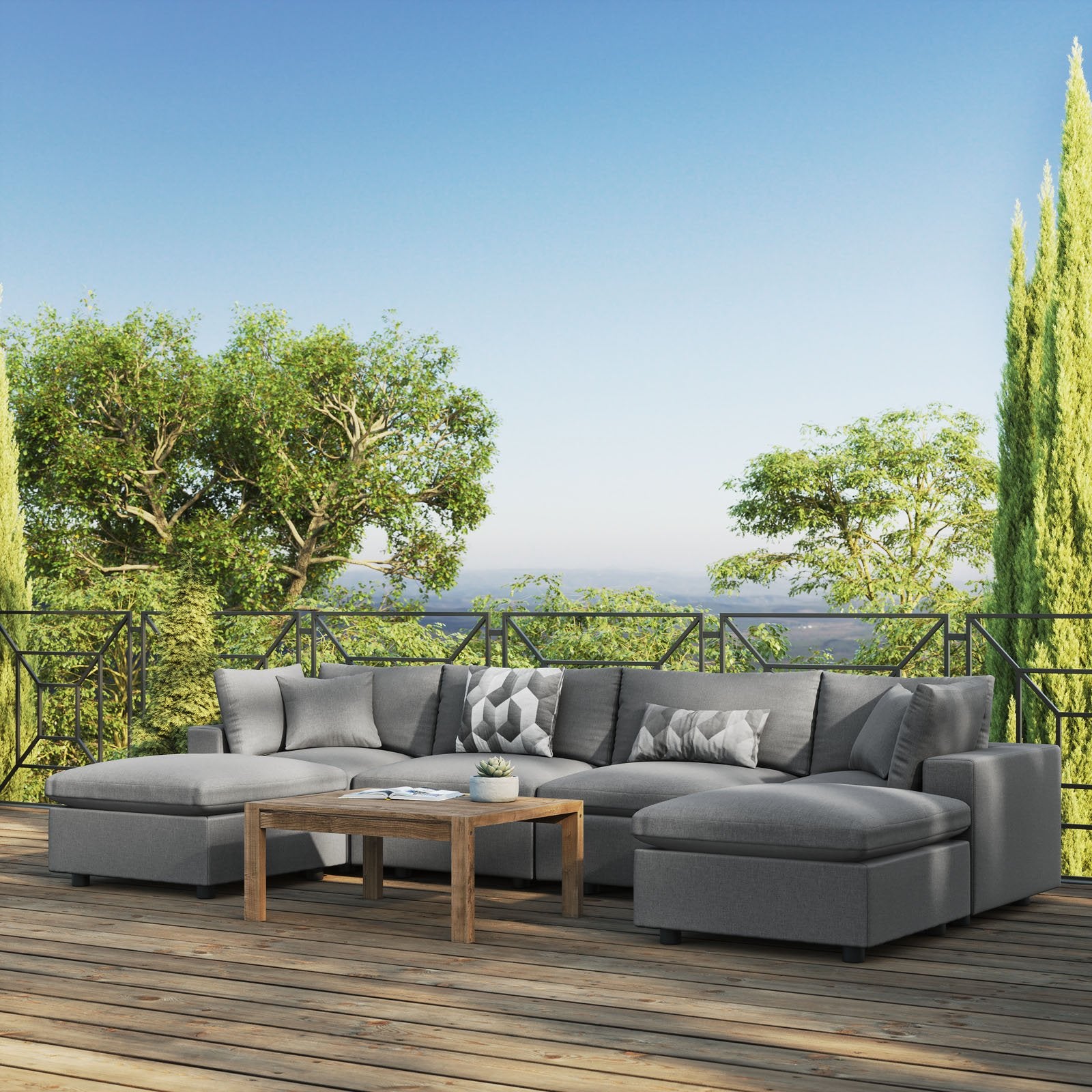 Commix 6-Piece Outdoor Patio Sectional Sofa - East Shore Modern Home Furnishings