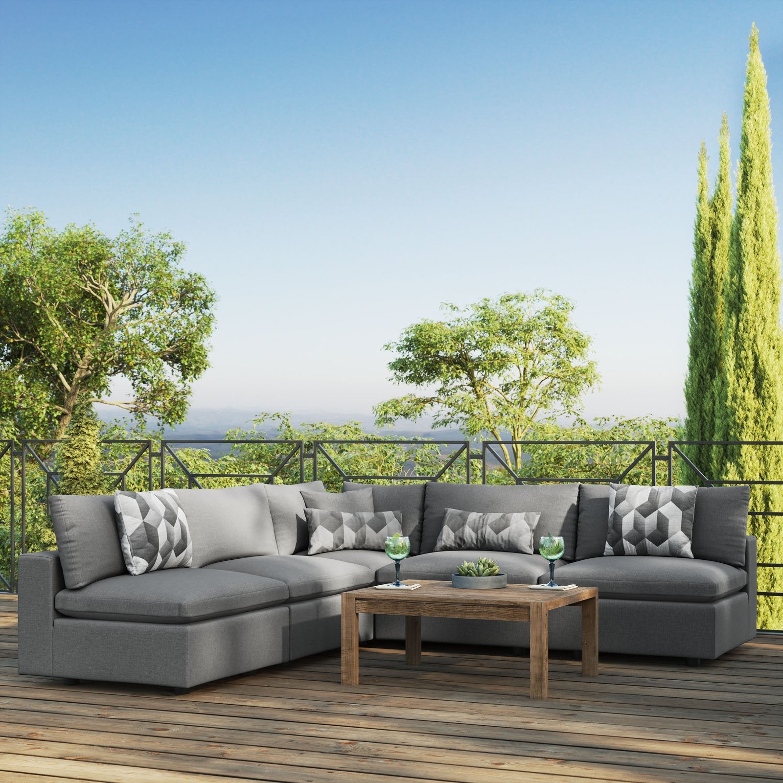 Commix 5-Piece Outdoor Patio Sectional Sofa - East Shore Modern Home Furnishings