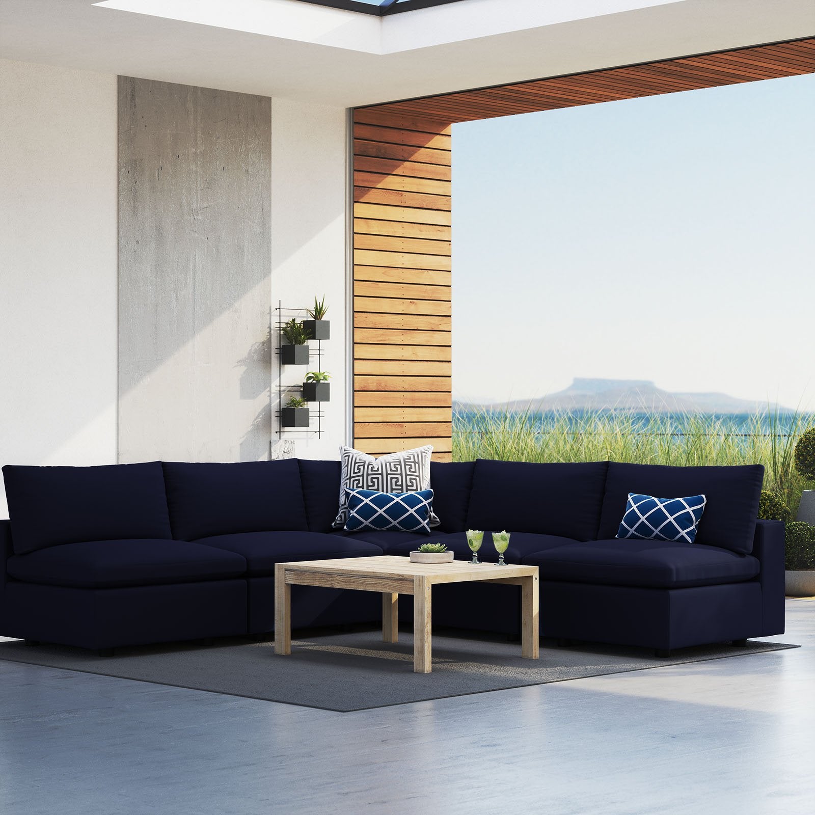Commix 5-Piece Sunbrella® Outdoor Patio Sectional Sofa - East Shore Modern Home Furnishings