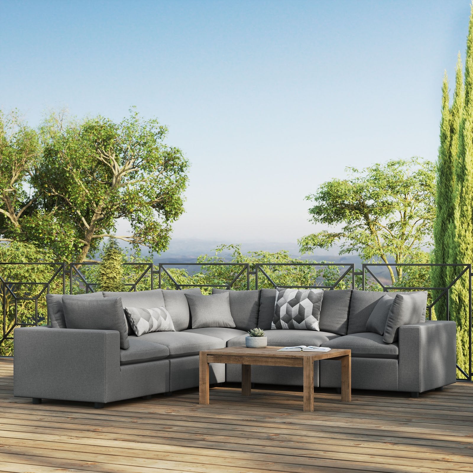 Commix 5-Piece Outdoor Patio Sectional Sofa - East Shore Modern Home Furnishings