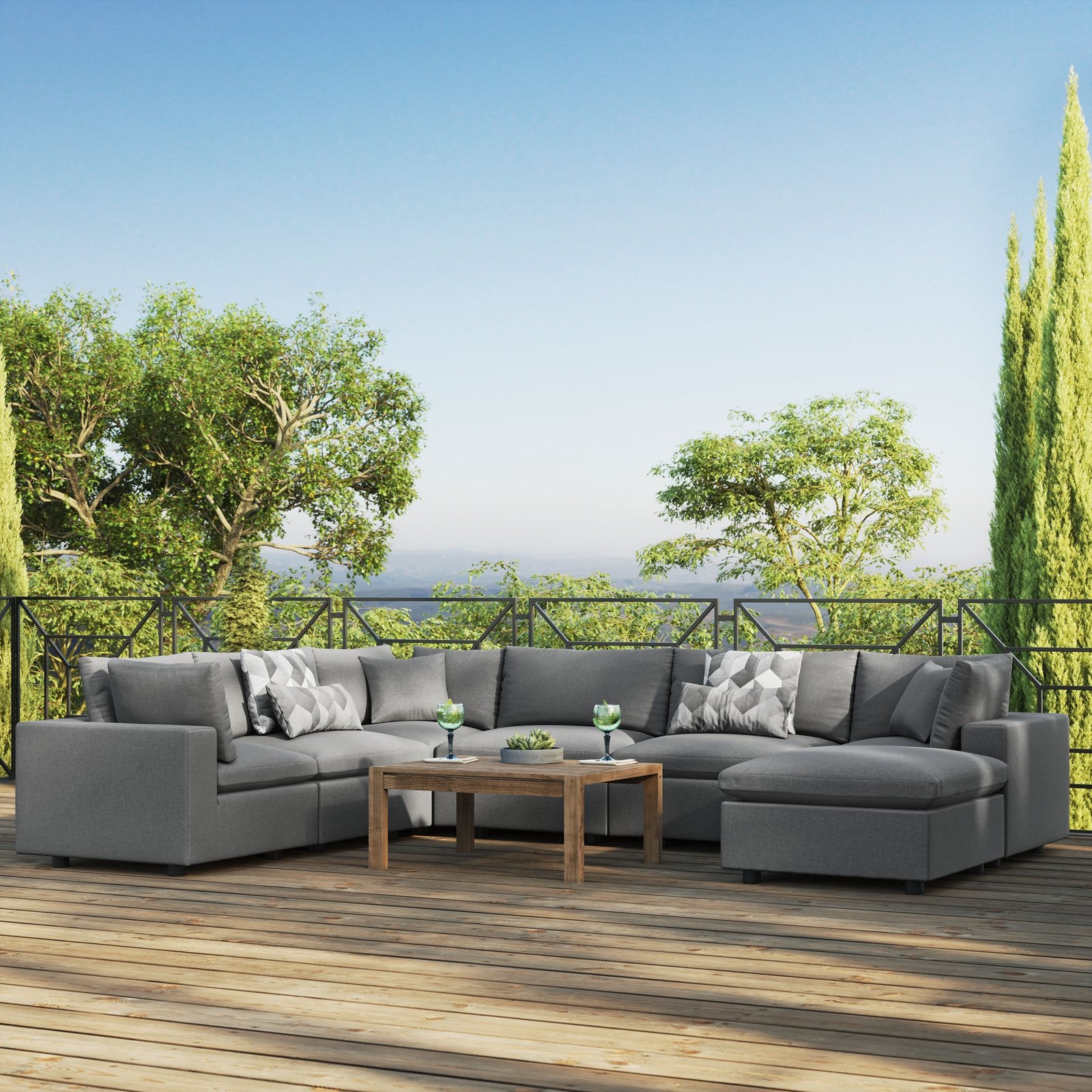 Commix 7-Piece Outdoor Patio Sectional Sofa - East Shore Modern Home Furnishings
