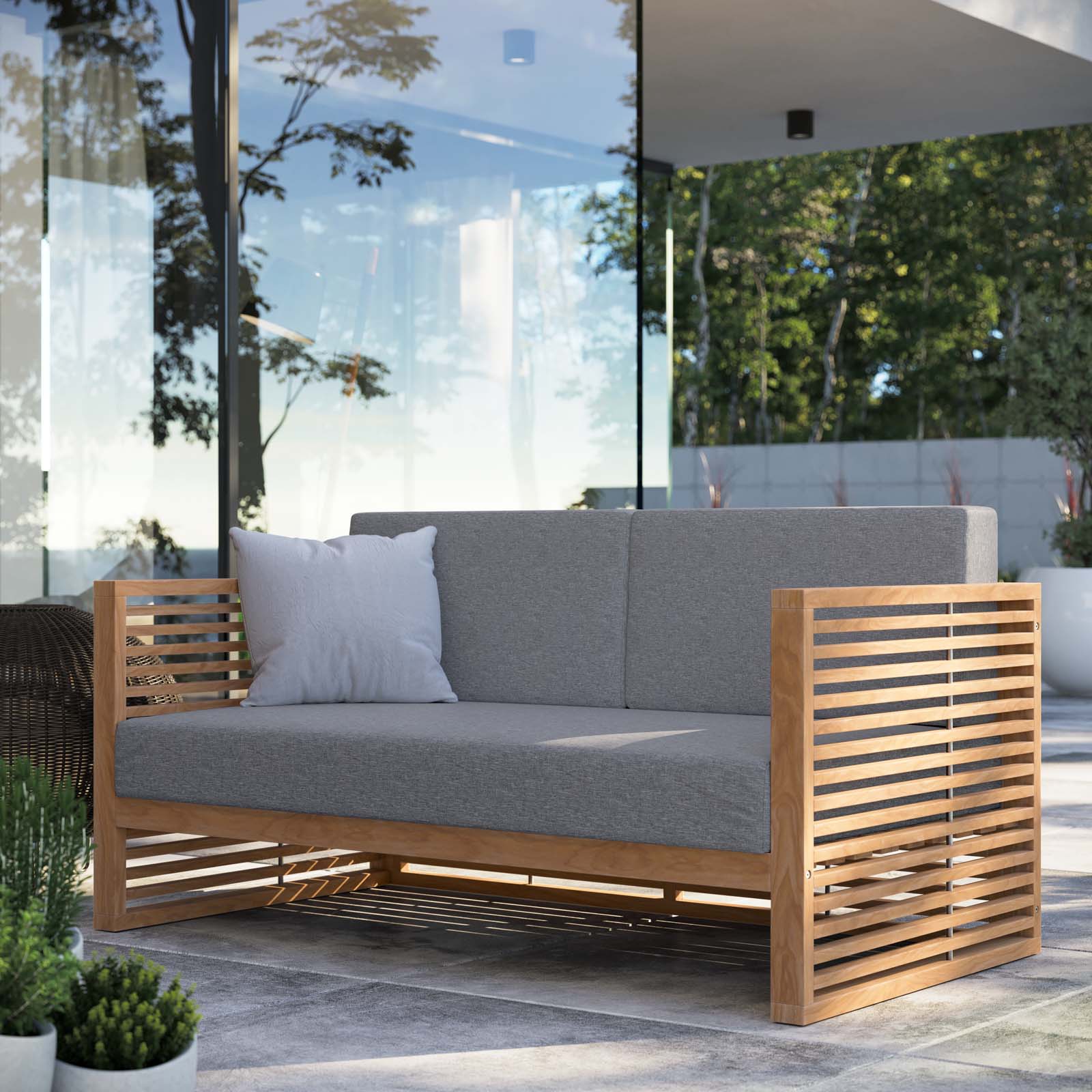 Carlsbad Teak Wood Outdoor Patio Loveseat - East Shore Modern Home Furnishings