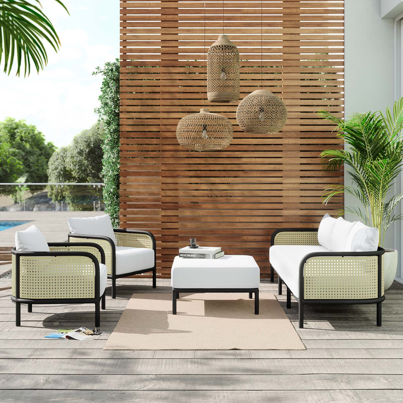 Hanalei 4-Piece Outdoor Patio Furniture Set - East Shore Modern Home Furnishings