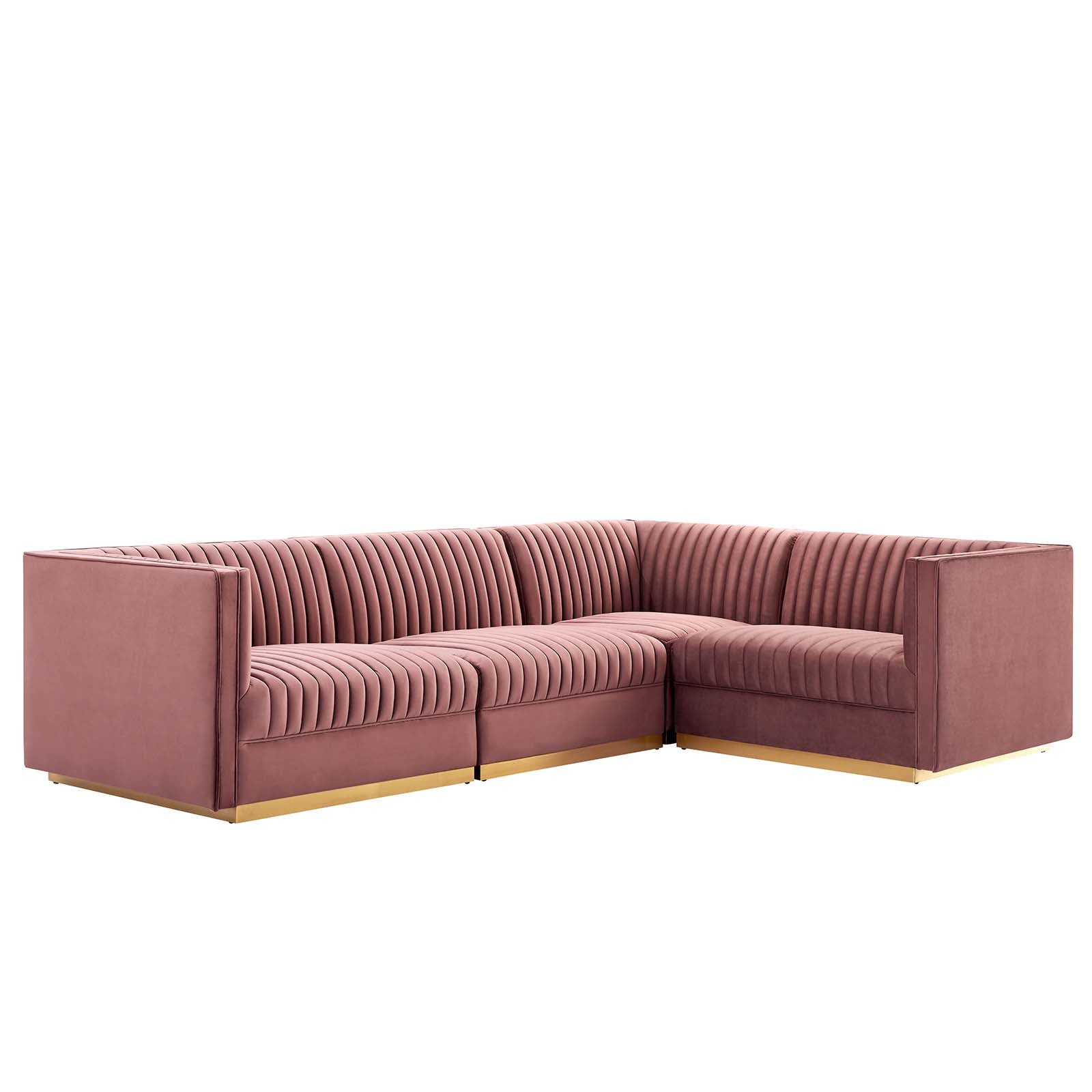 Sanguine Channel Tufted Performance Velvet 4-Piece Right-Facing Modular Sectional Sofa - East Shore Modern Home Furnishings