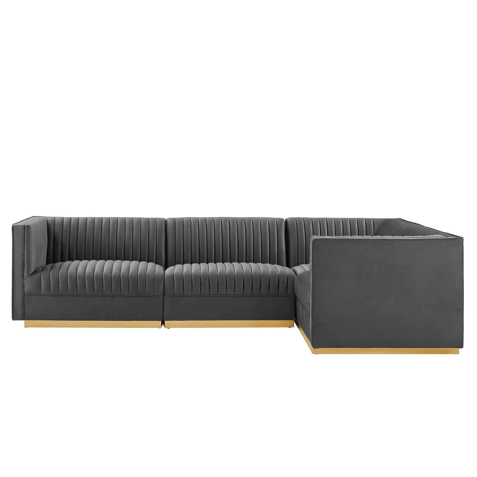Sanguine Channel Tufted Performance Velvet 4-Piece Right-Facing Modular Sectional Sofa - East Shore Modern Home Furnishings