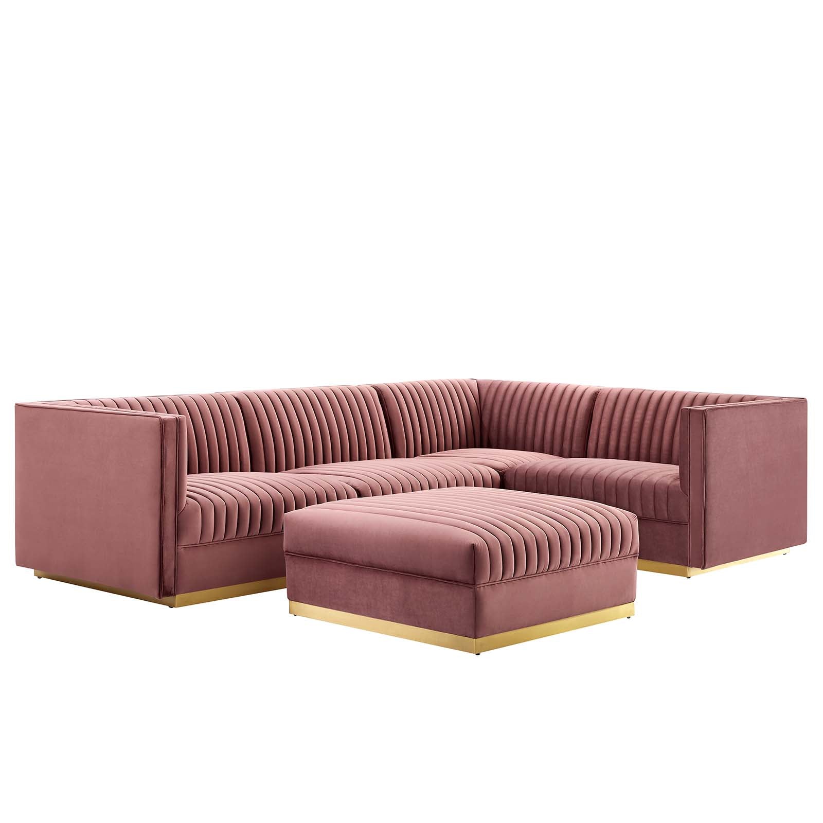 Sanguine Channel Tufted Performance Velvet 5-Piece Right-Facing Modular Sectional Sofa - East Shore Modern Home Furnishings