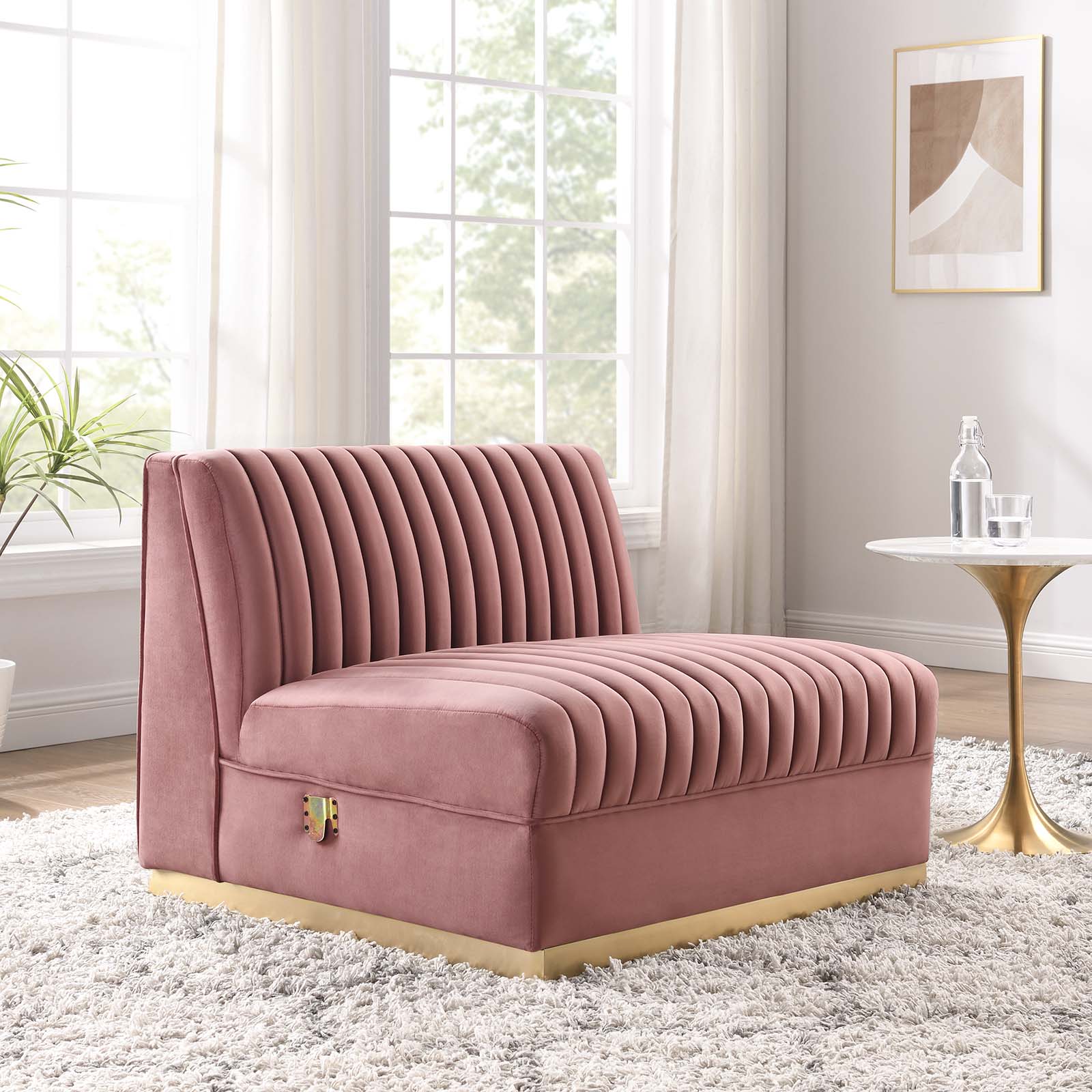Sanguine Channel Tufted Performance Velvet Modular Sectional Sofa Armless Chair - East Shore Modern Home Furnishings