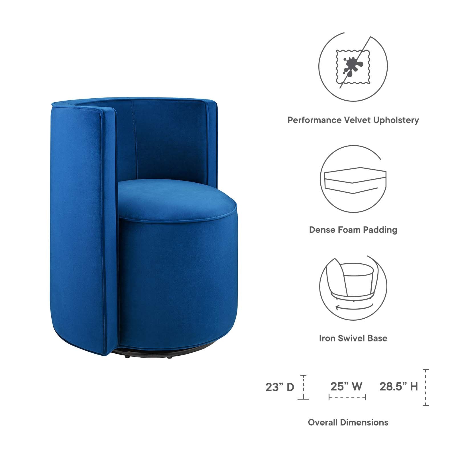 Della Performance Velvet Fabric Swivel Chair - East Shore Modern Home Furnishings