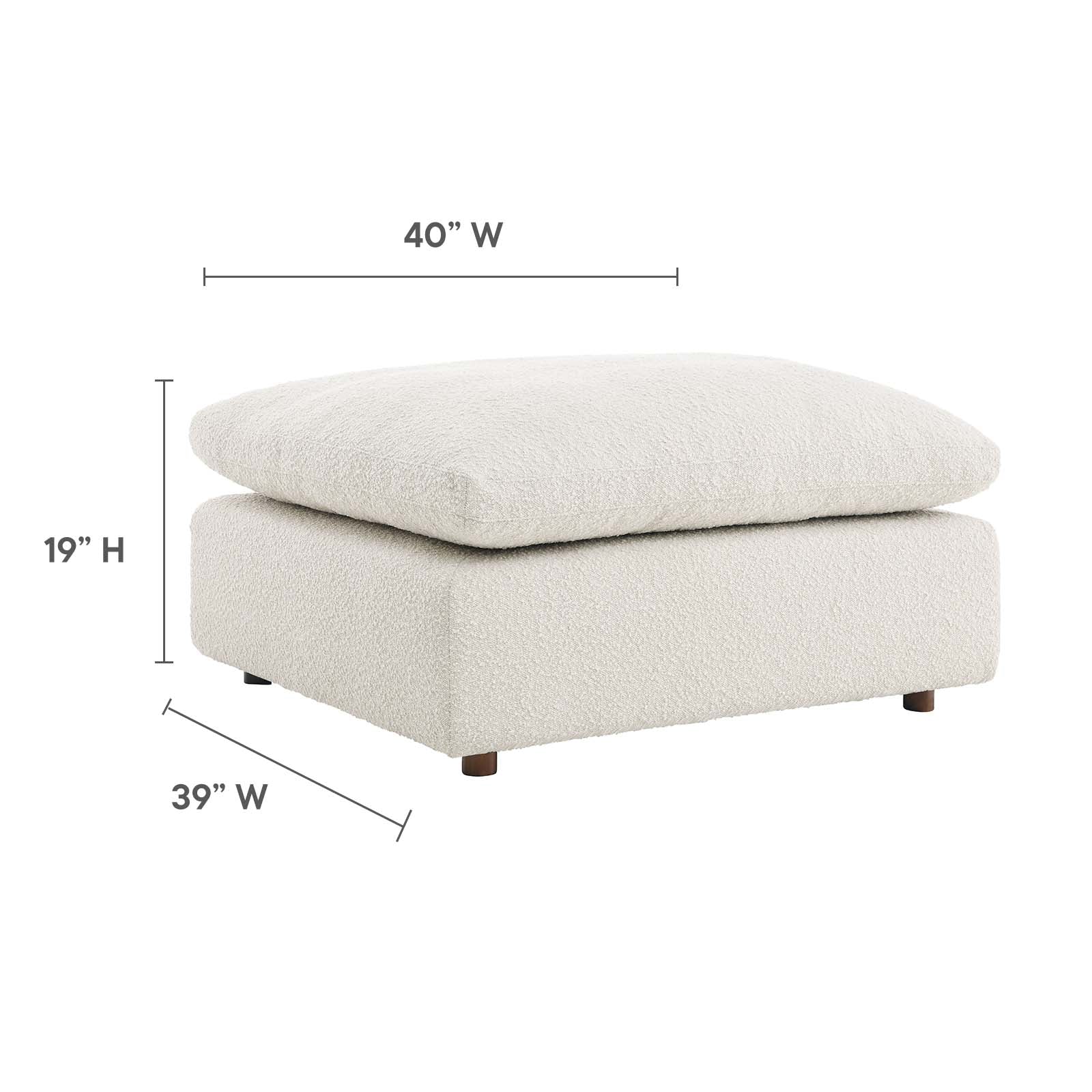 Commix Down Filled Overstuffed Boucle Fabric Ottoman - East Shore Modern Home Furnishings