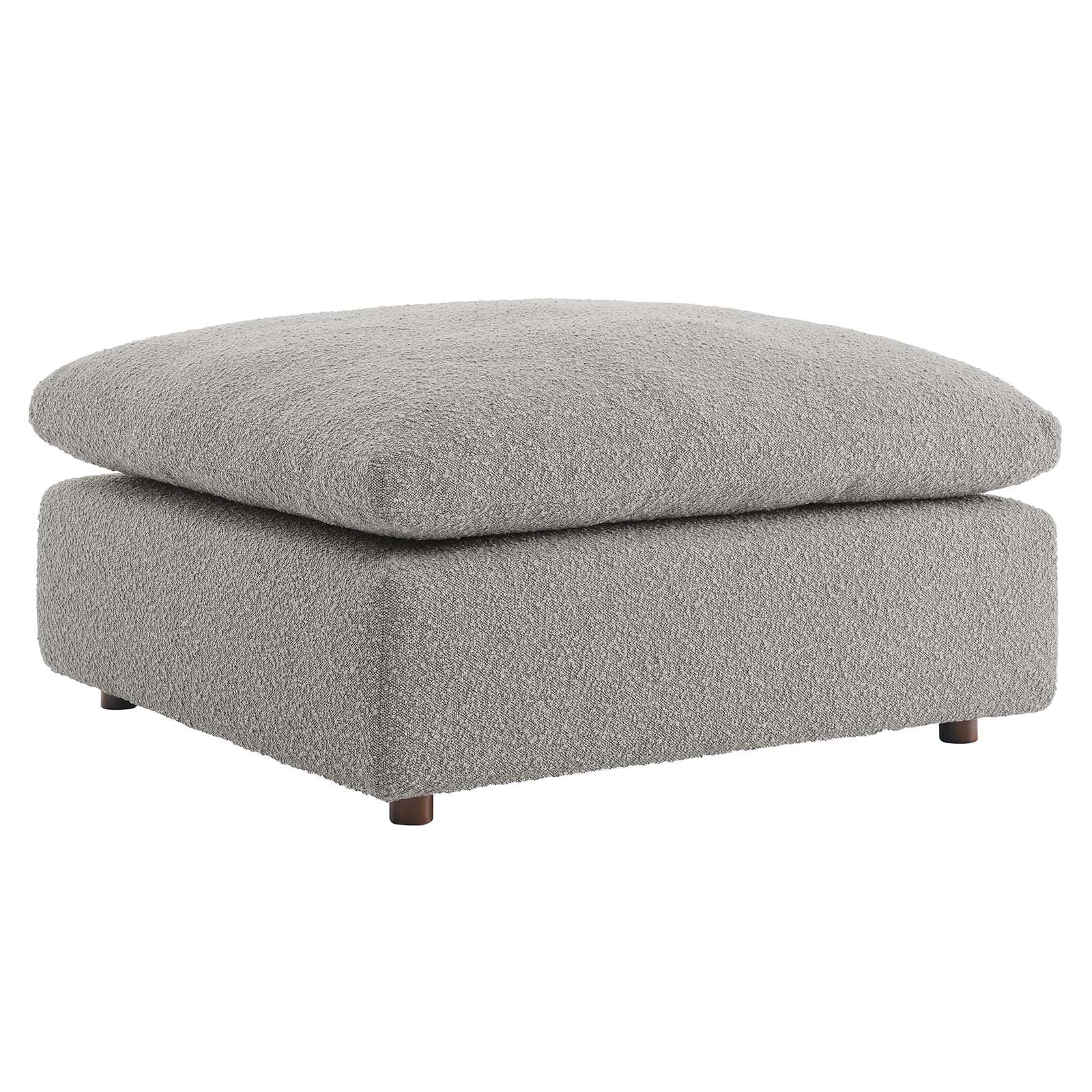 Commix Down Filled Overstuffed Boucle Fabric Ottoman - East Shore Modern Home Furnishings