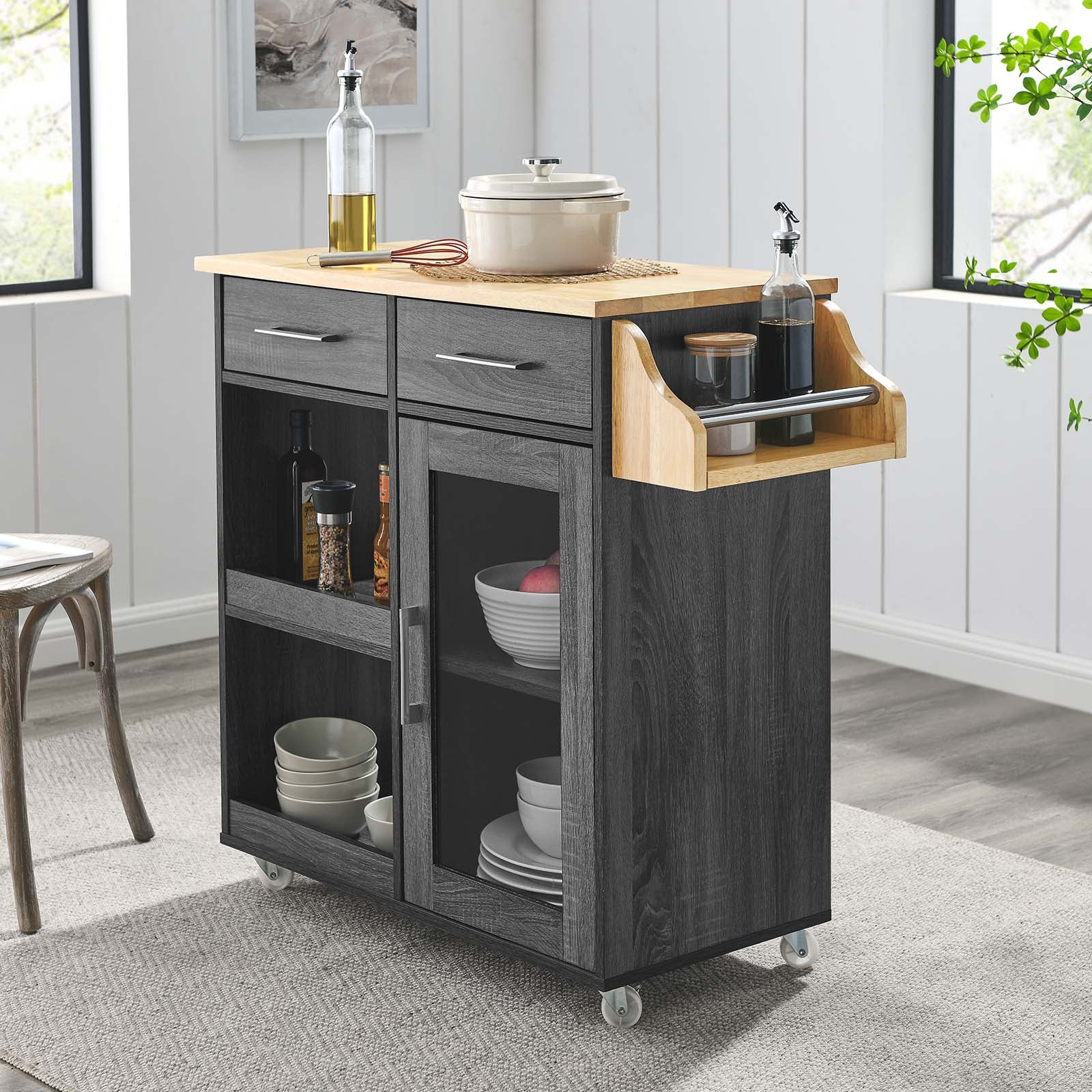 Culinary Kitchen Cart With Spice Rack - East Shore Modern Home Furnishings