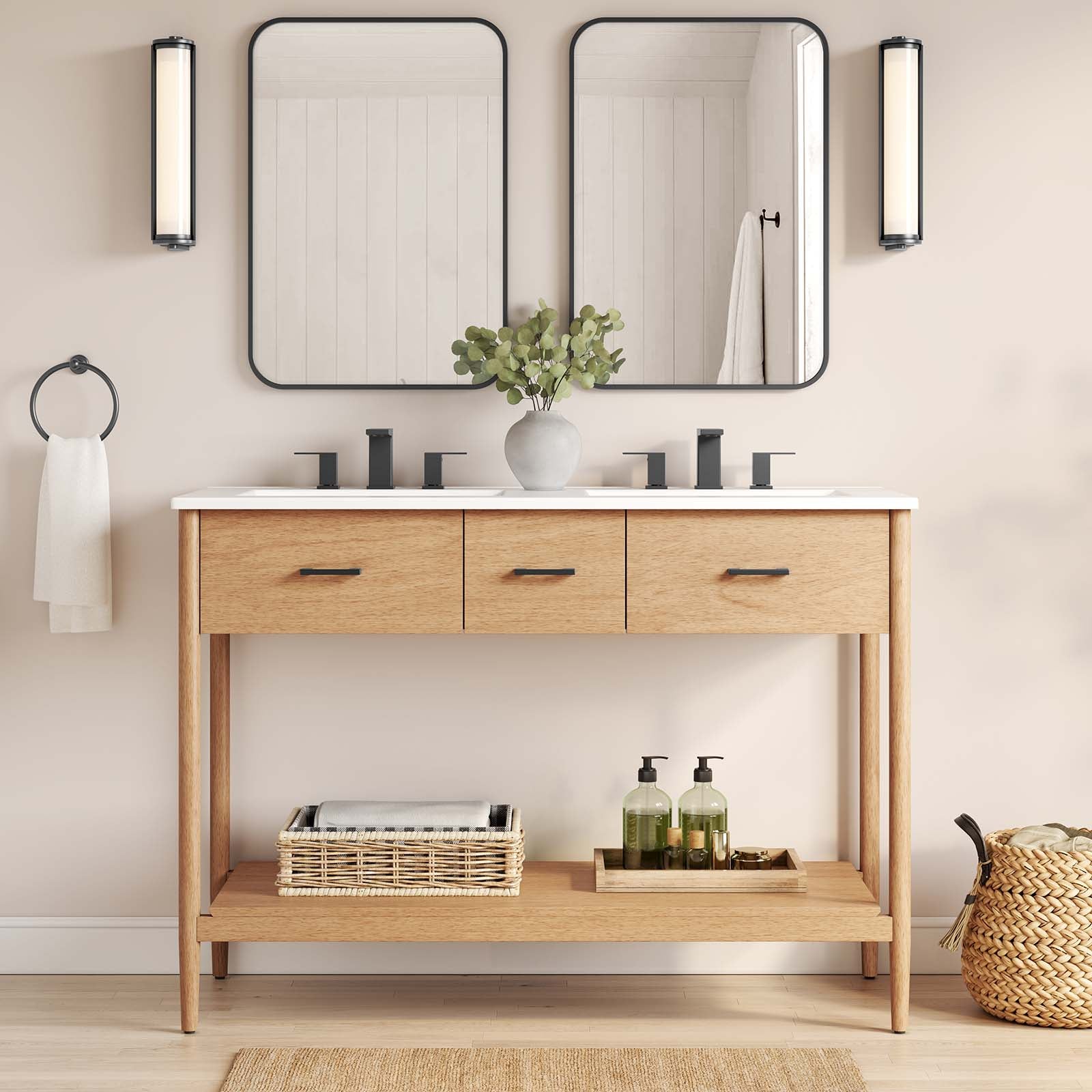 Zaire 48” Double Sink Compatible Bathroom Vanity Cabinet (Sink Basin Not Included)
