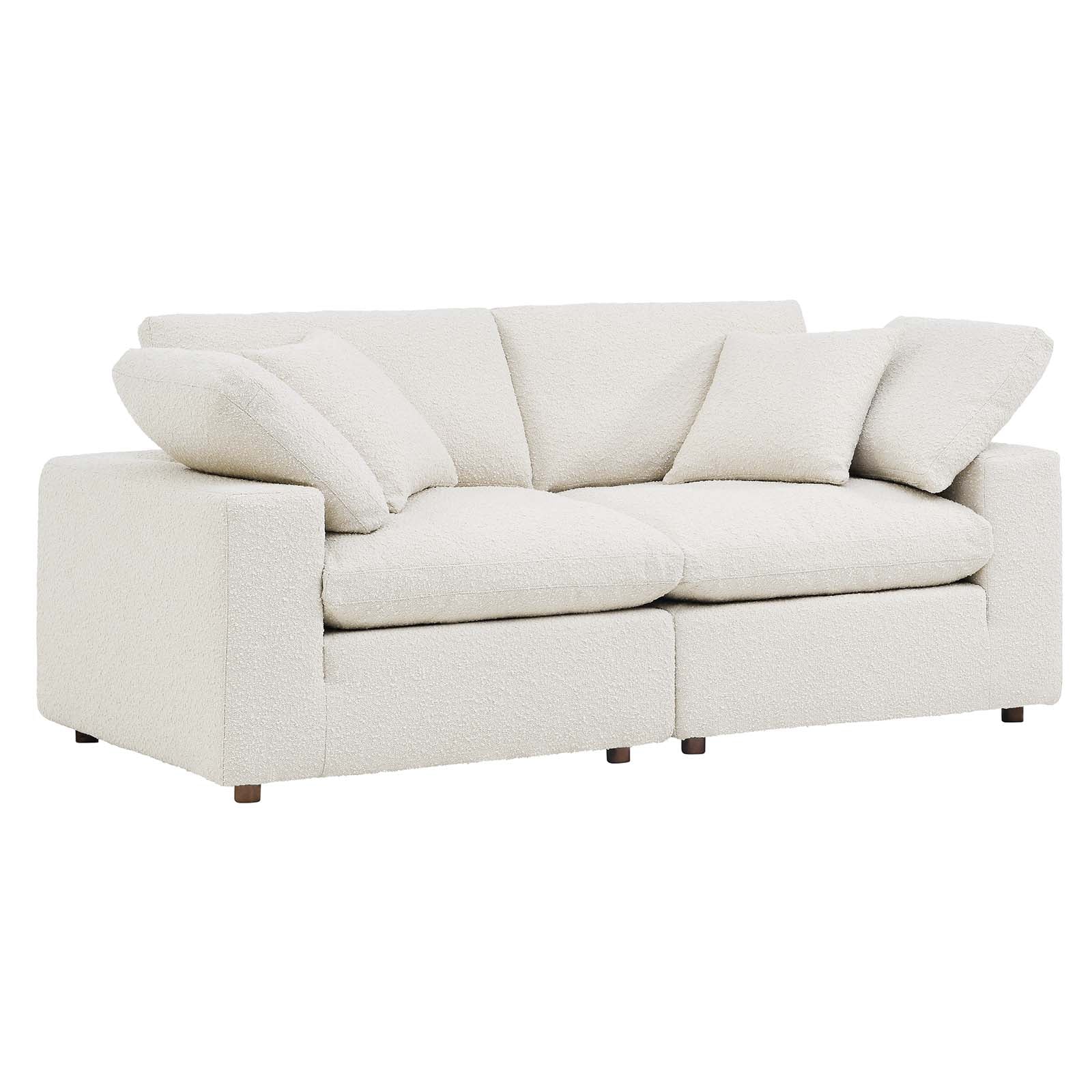 Commix Down Filled Overstuffed Boucle Fabric Loveseat - East Shore Modern Home Furnishings