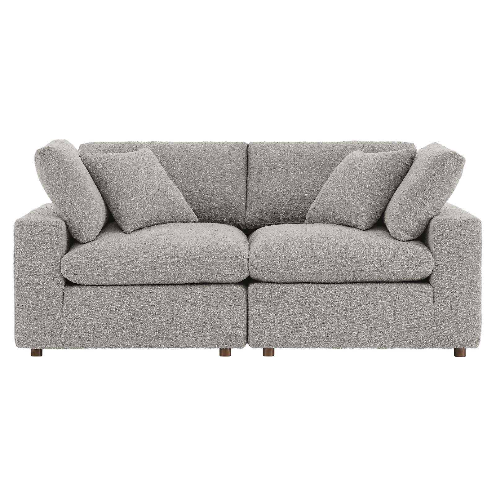 Commix Down Filled Overstuffed Boucle Fabric Loveseat - East Shore Modern Home Furnishings