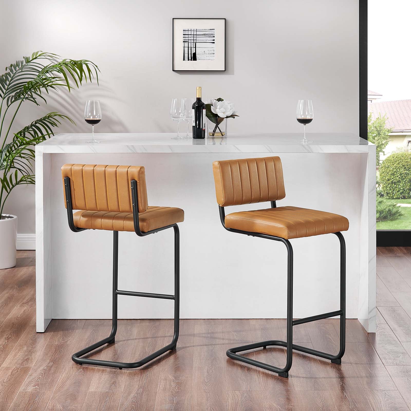 Parity Vegan Leather Counter Stools - Set of 2 - East Shore Modern Home Furnishings