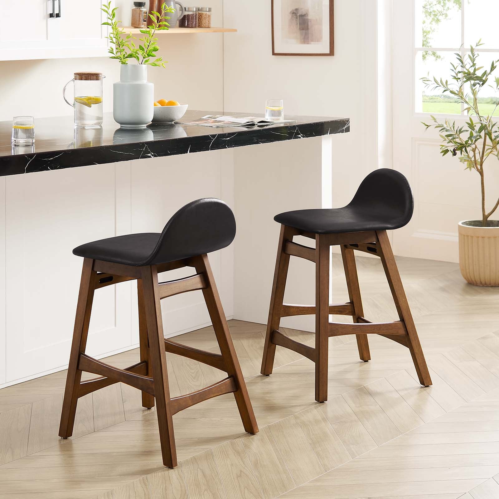 Juno Wood Counter Stool - Set of 2 - East Shore Modern Home Furnishings