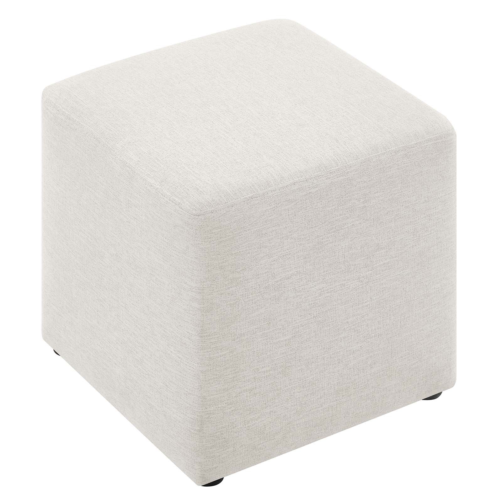 Callum 17" Square Woven Heathered Fabric Upholstered Ottoman - East Shore Modern Home Furnishings