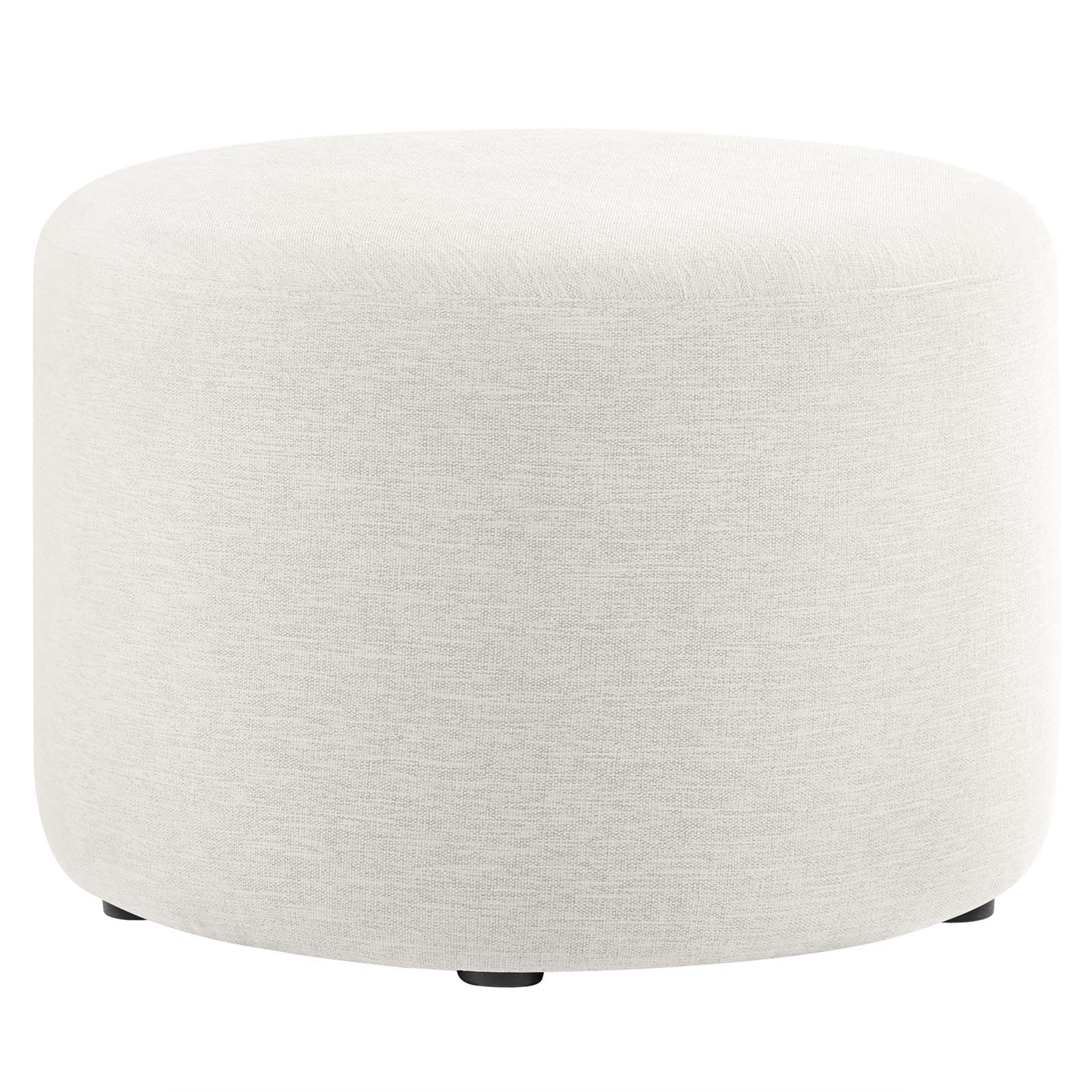 Callum Large 23" Round Woven Heathered Fabric Upholstered Ottoman - East Shore Modern Home Furnishings