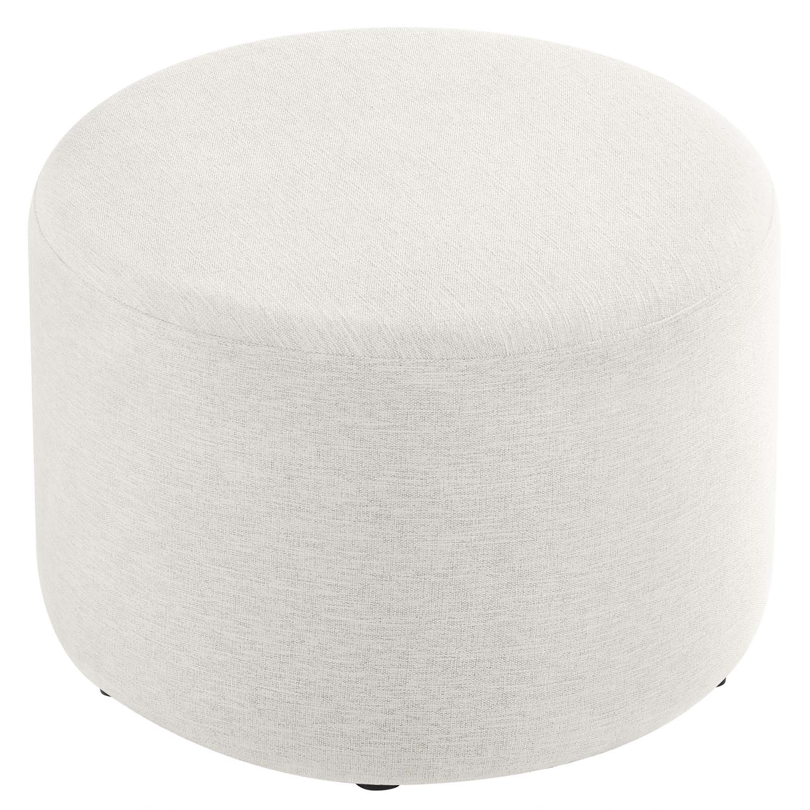 Callum Large 23" Round Woven Heathered Fabric Upholstered Ottoman - East Shore Modern Home Furnishings