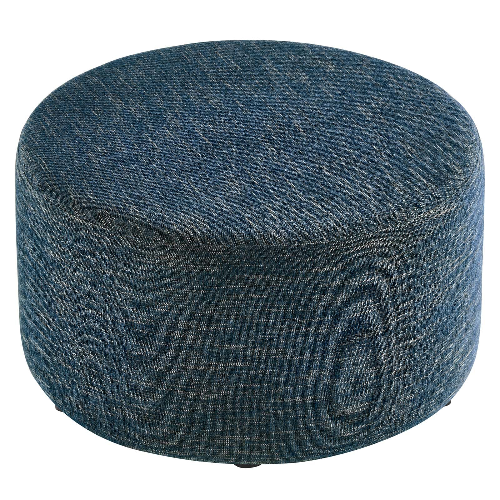 Callum Large 29" Round Woven Heathered Fabric Upholstered Ottoman - East Shore Modern Home Furnishings