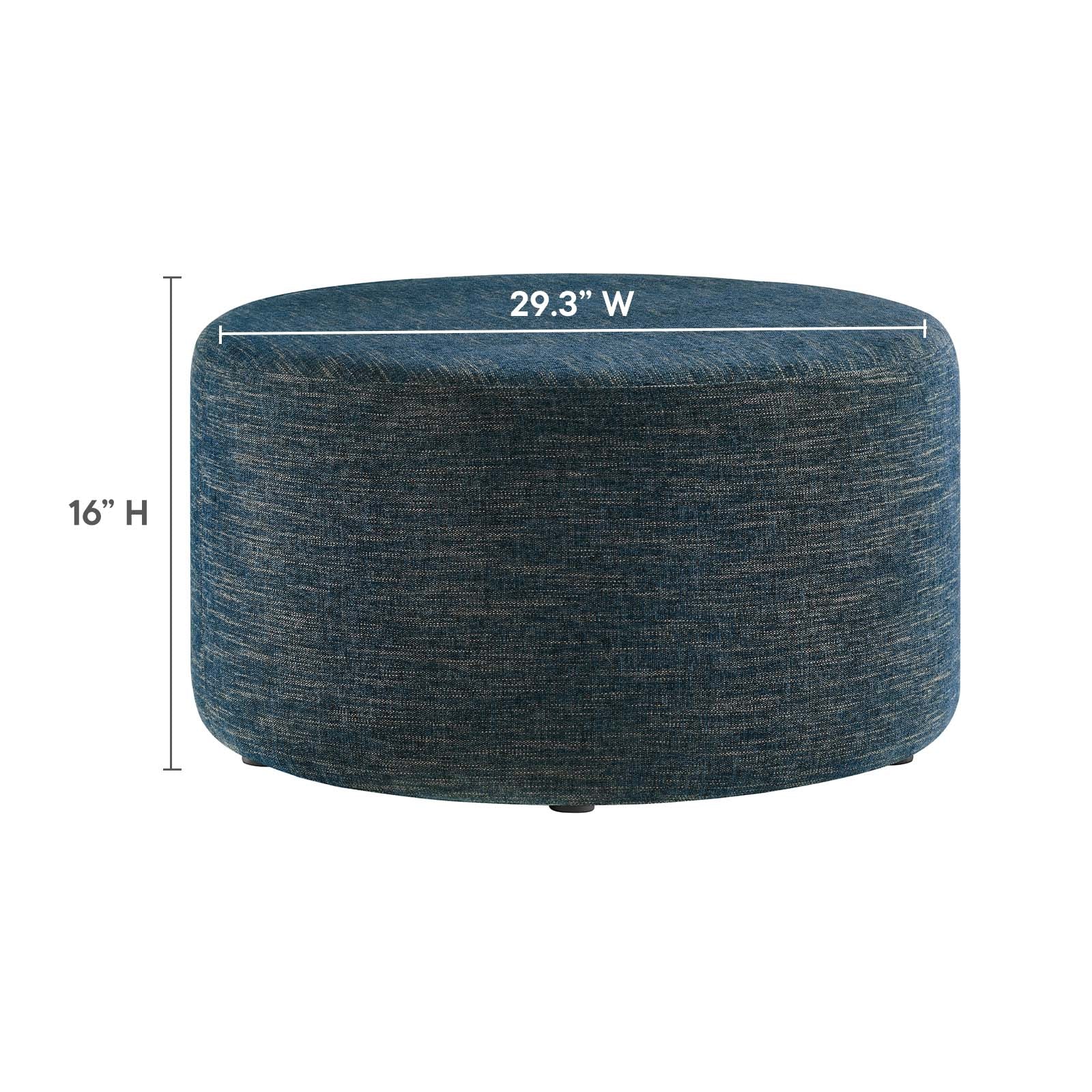 Callum Large 29" Round Woven Heathered Fabric Upholstered Ottoman - East Shore Modern Home Furnishings
