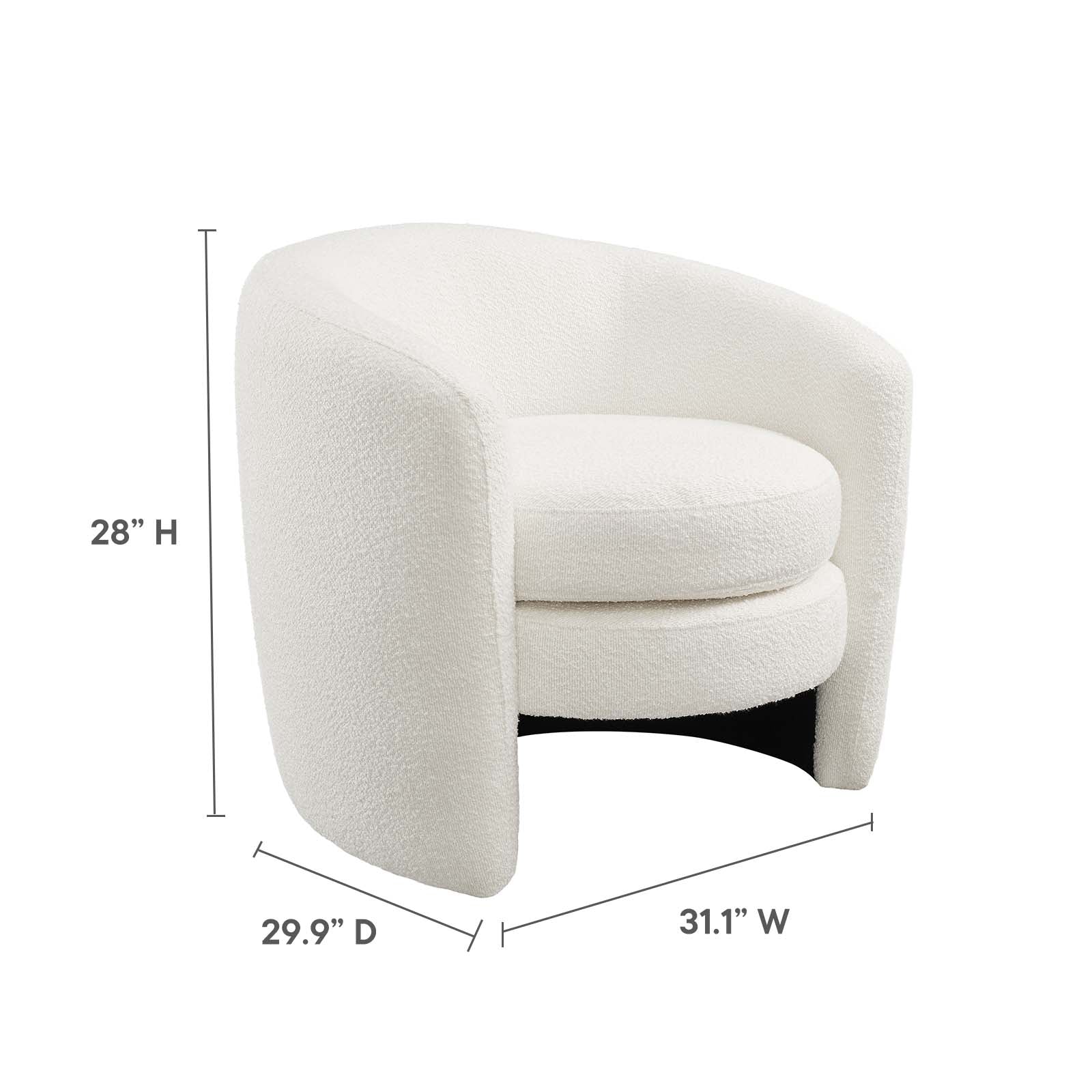 Affinity Upholstered Boucle Fabric Curved Back Armchair - East Shore Modern Home Furnishings