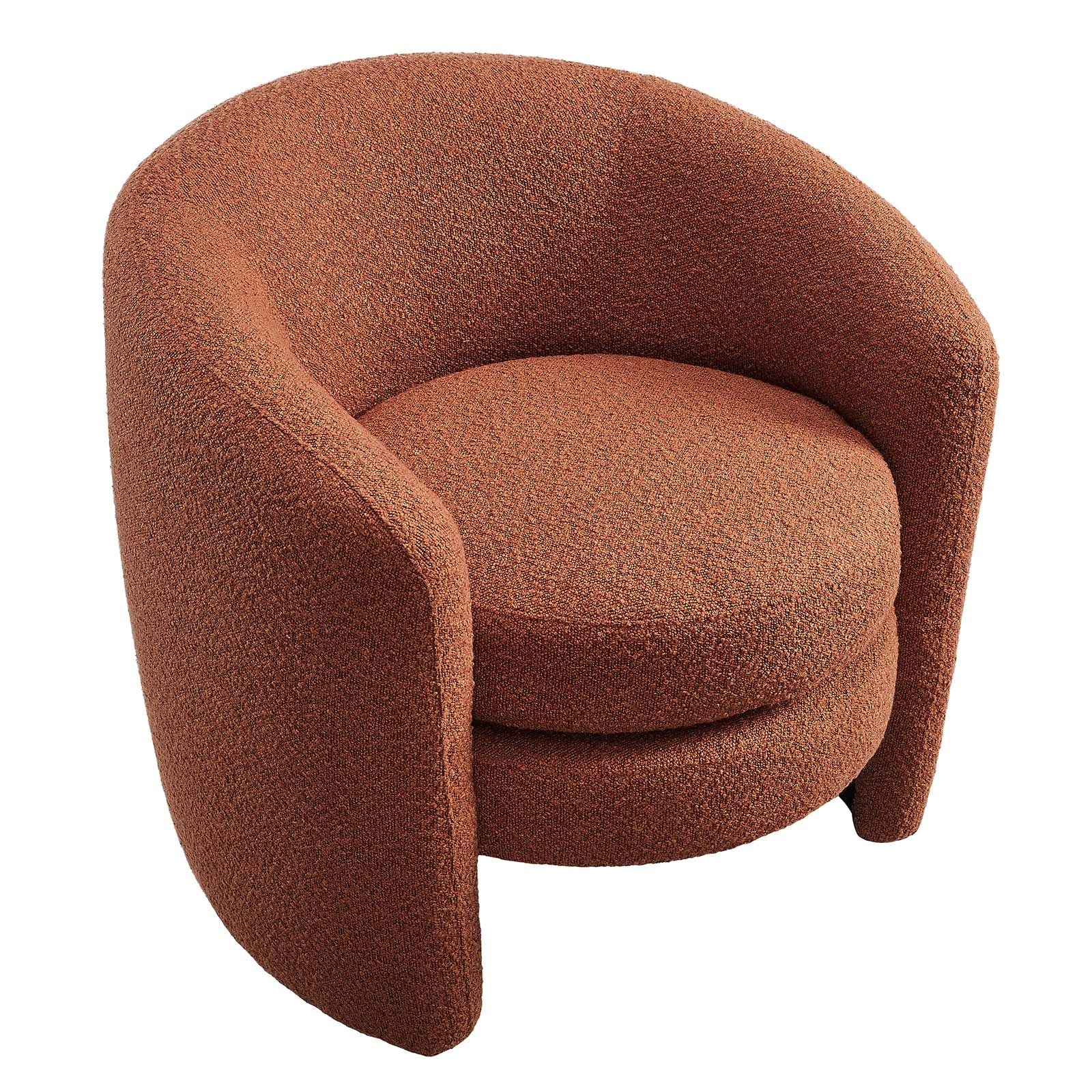 Affinity Upholstered Boucle Fabric Curved Back Armchair - East Shore Modern Home Furnishings