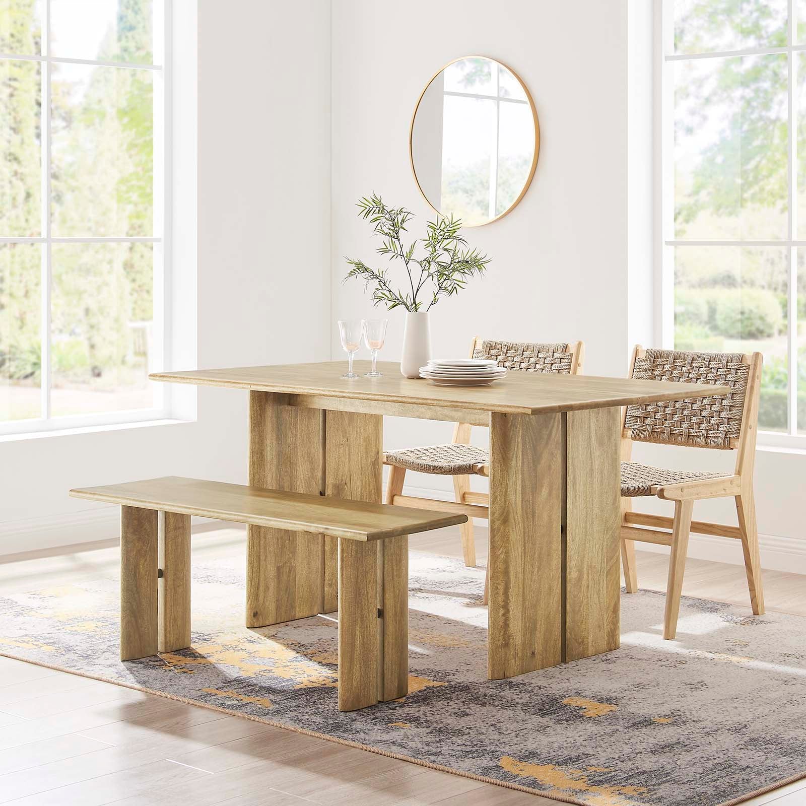 Amistad 60" Wood Dining Table and Bench Set - East Shore Modern Home Furnishings