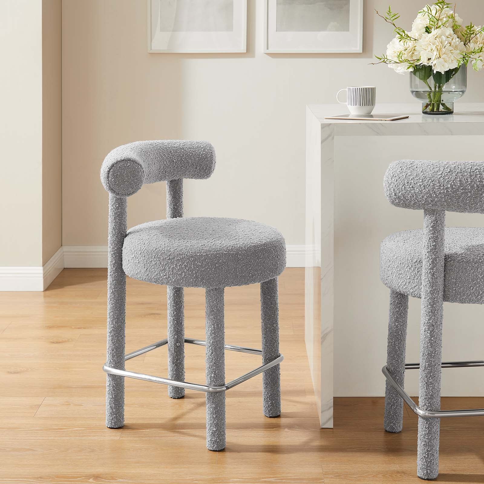 Toulouse Boucle Fabric Counter Stool - Set of 2 - East Shore Modern Home Furnishings