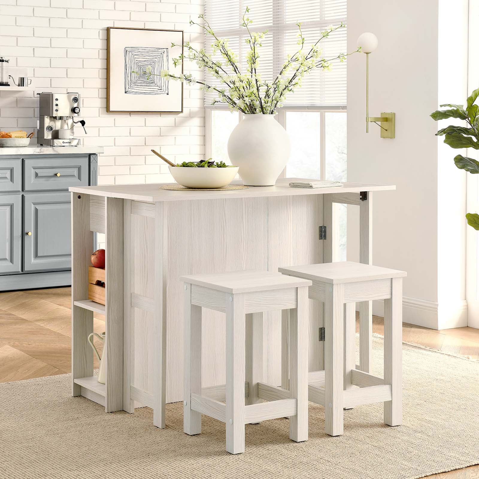 Meadowbrook 3-Piece Kitchen Island and Stool Set - East Shore Modern Home Furnishings
