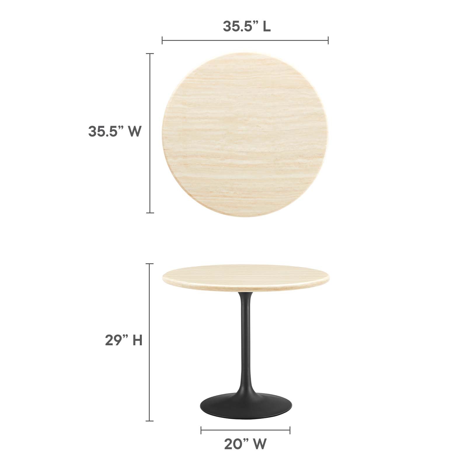 Lippa 36" Round Artificial Travertine Dining Table - East Shore Modern Home Furnishings