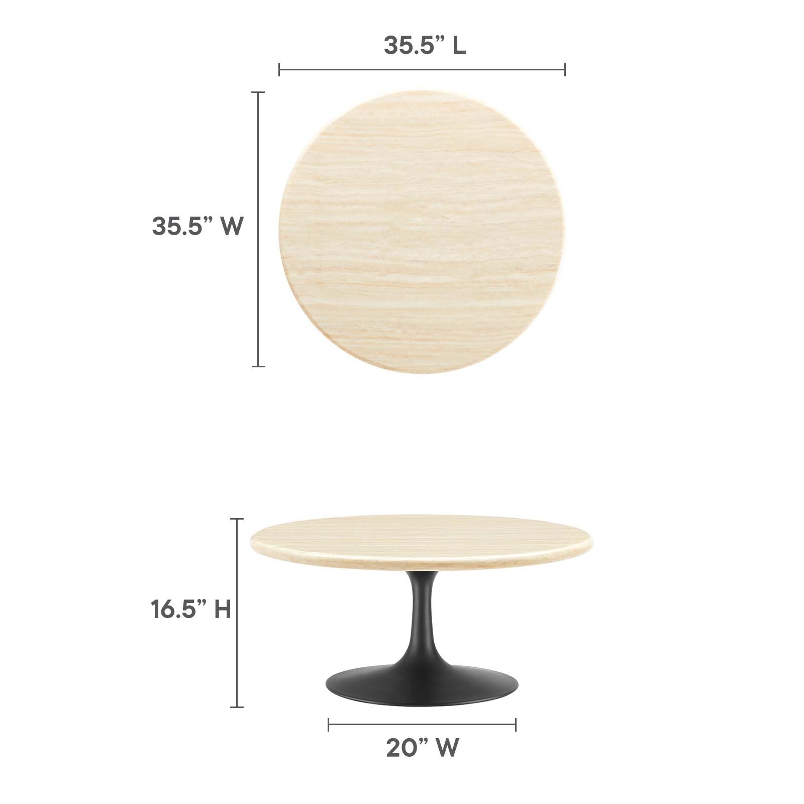 Lippa 36" Round Artificial Travertine Coffee Table - East Shore Modern Home Furnishings