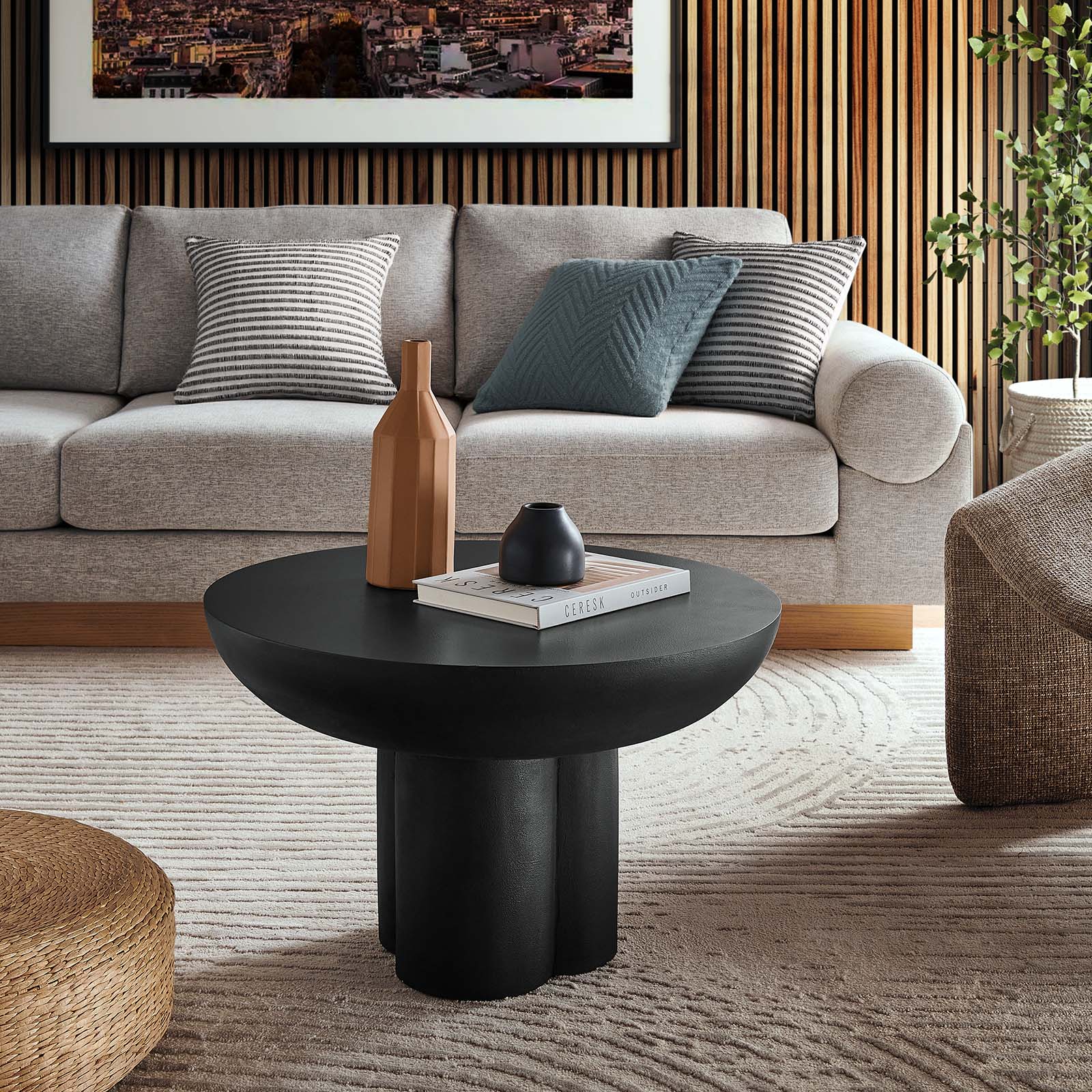 Caspian Round Concrete Coffee Table - East Shore Modern Home Furnishings