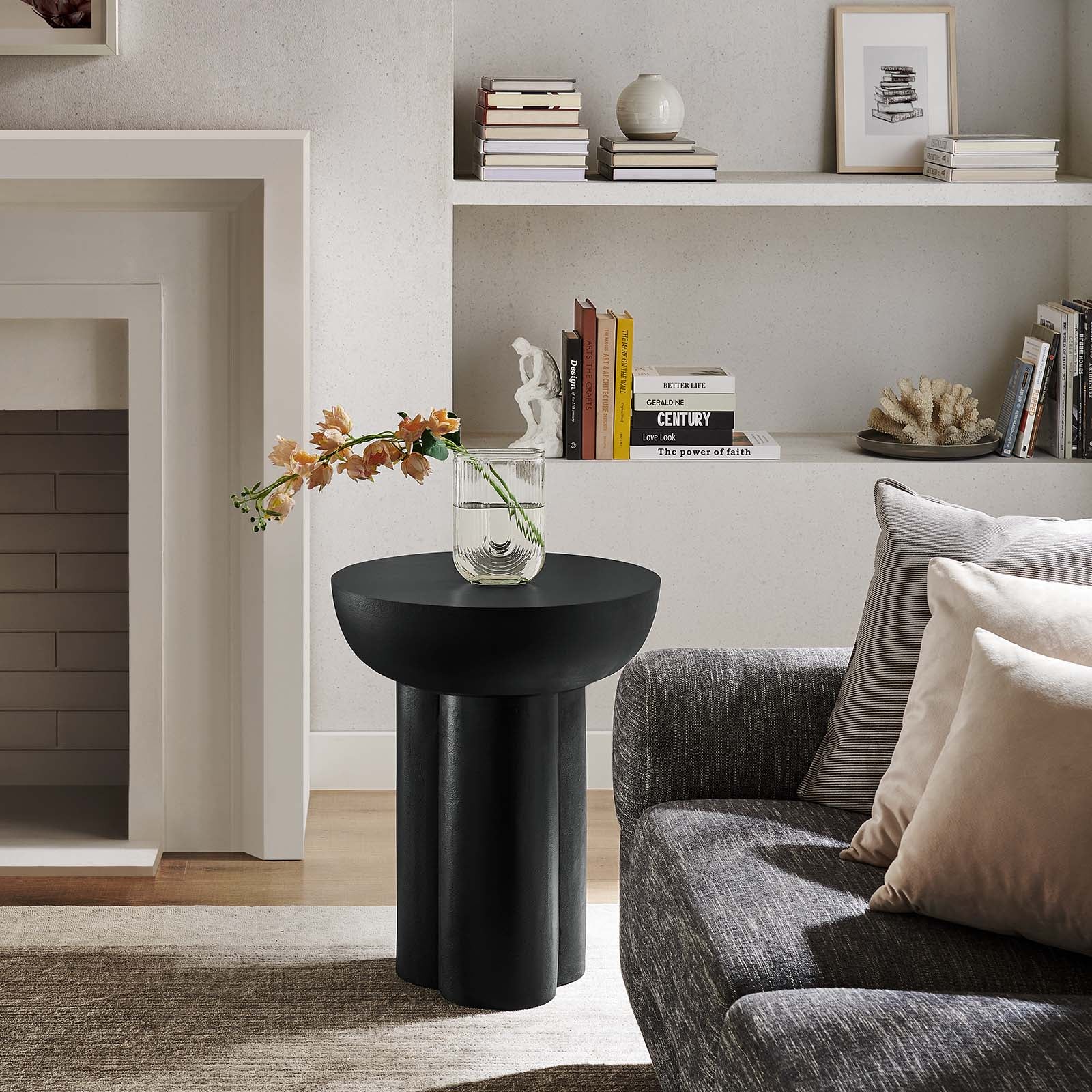 Caspian Round Concrete Side Table - East Shore Modern Home Furnishings