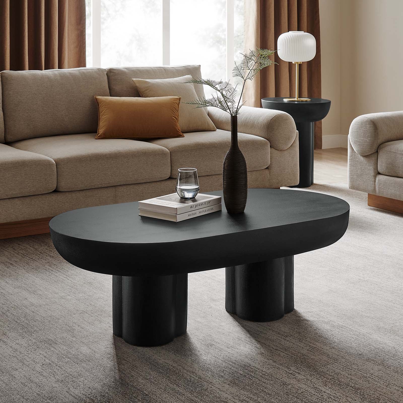 Caspian Oval Concrete Coffee Table - East Shore Modern Home Furnishings