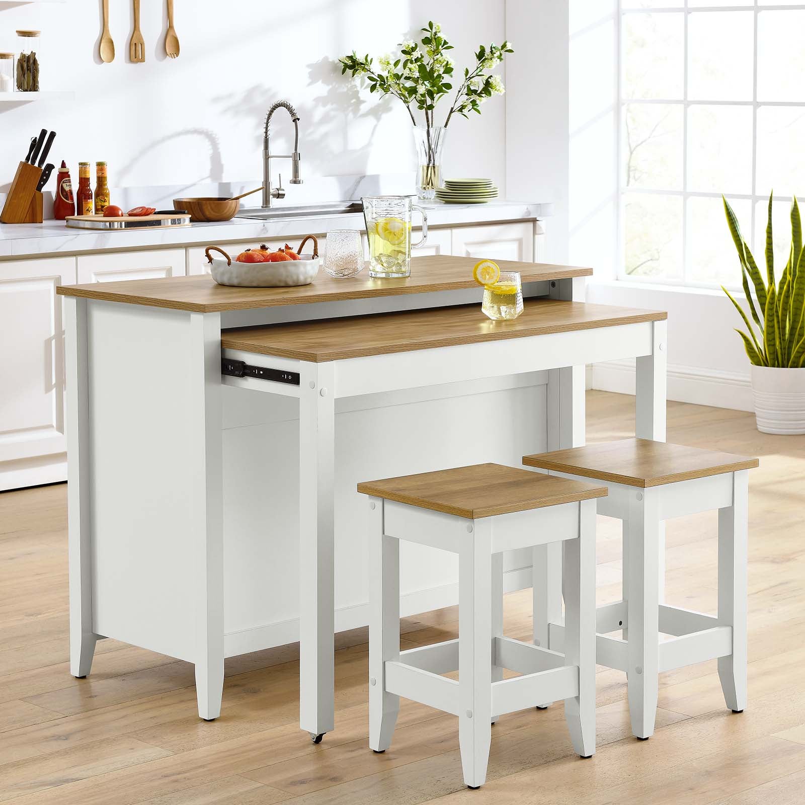 Garland 3-Piece Kitchen Island and Stool Set - East Shore Modern Home Furnishings