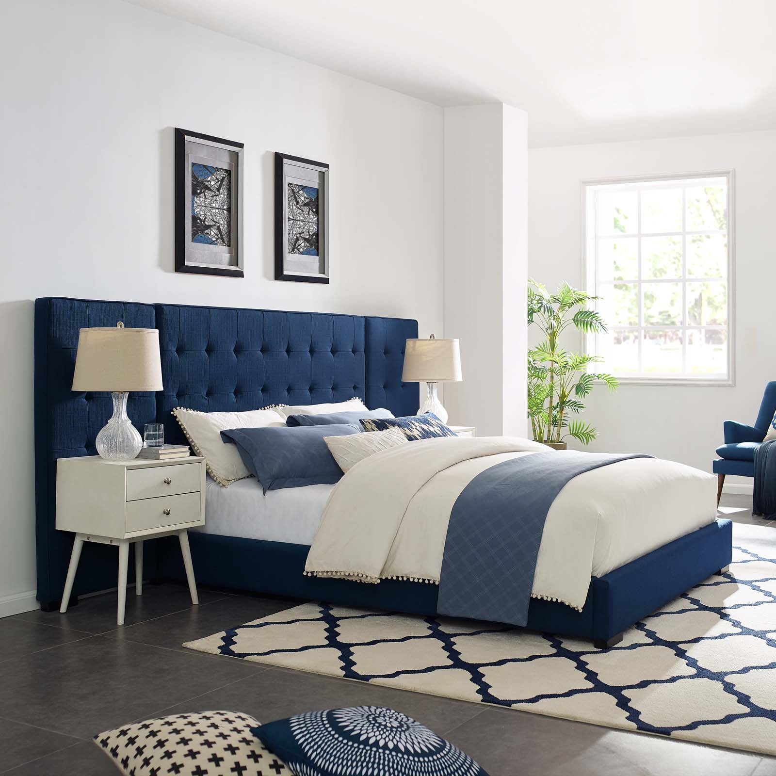 Sierra Queen Upholstered Fabric Platform Bed - East Shore Modern Home Furnishings