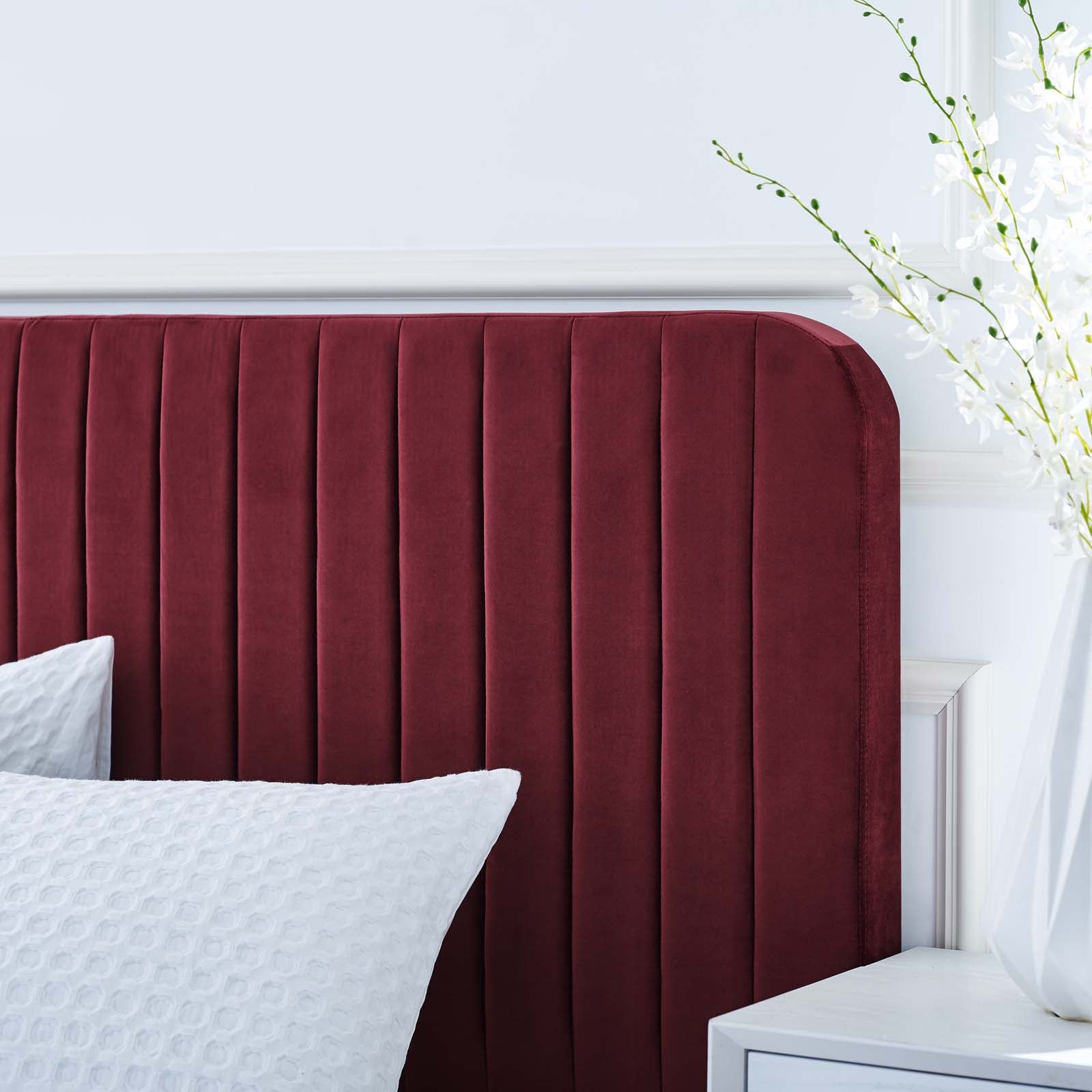 Celine Channel Tufted Performance Velvet Platform Bed - East Shore Modern Home Furnishings
