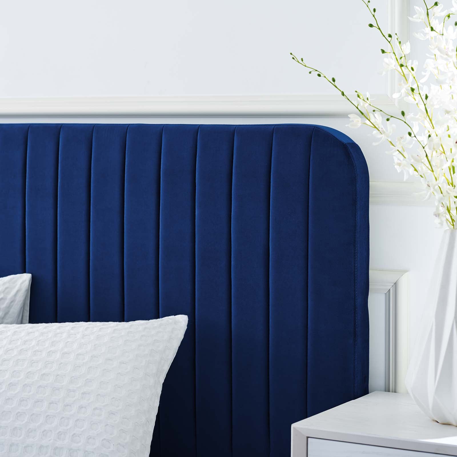 Celine Channel Tufted Performance Velvet Platform Bed - East Shore Modern Home Furnishings