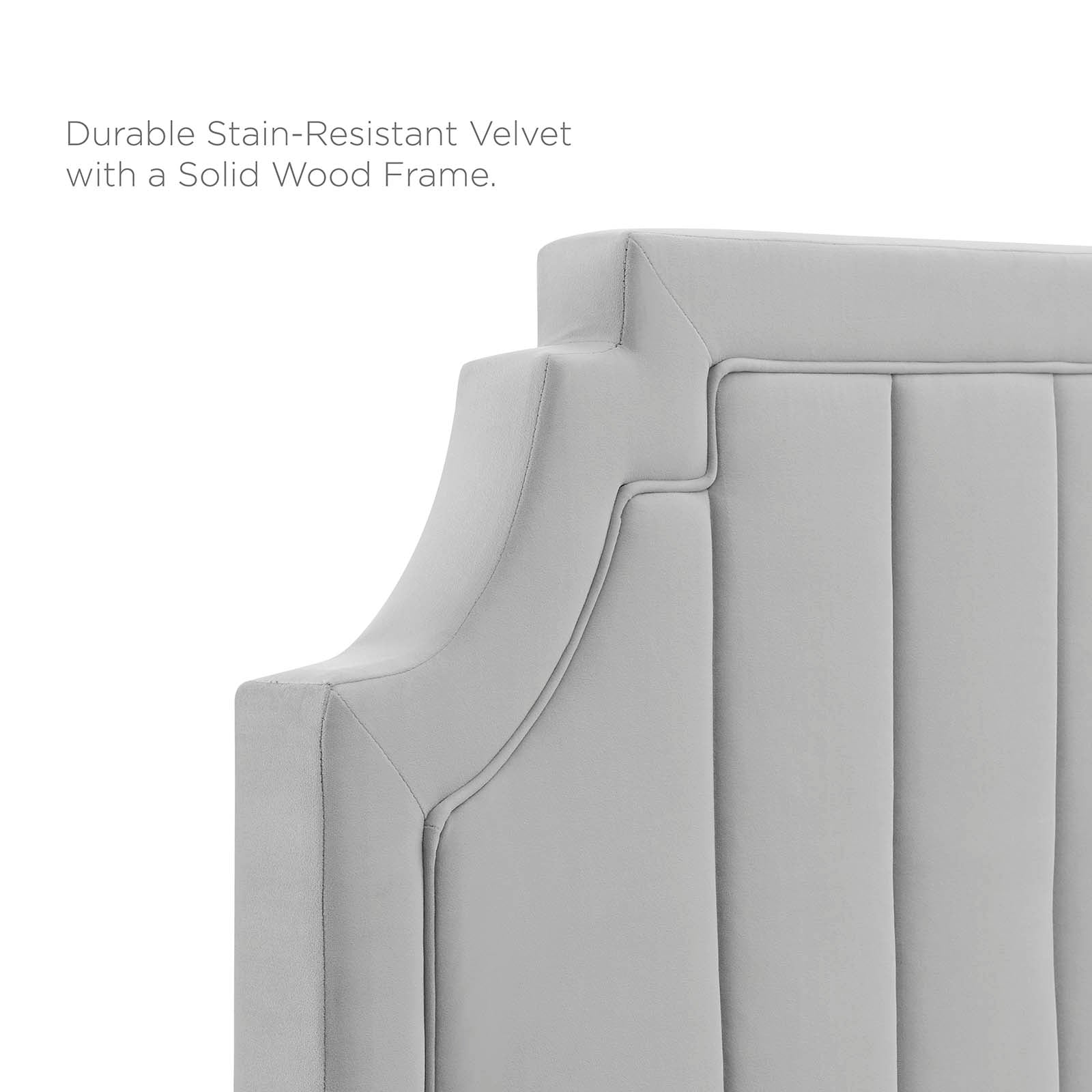 Sienna Performance Velvet Platform Bed with Gold Metal Sleeves - East Shore Modern Home Furnishings
