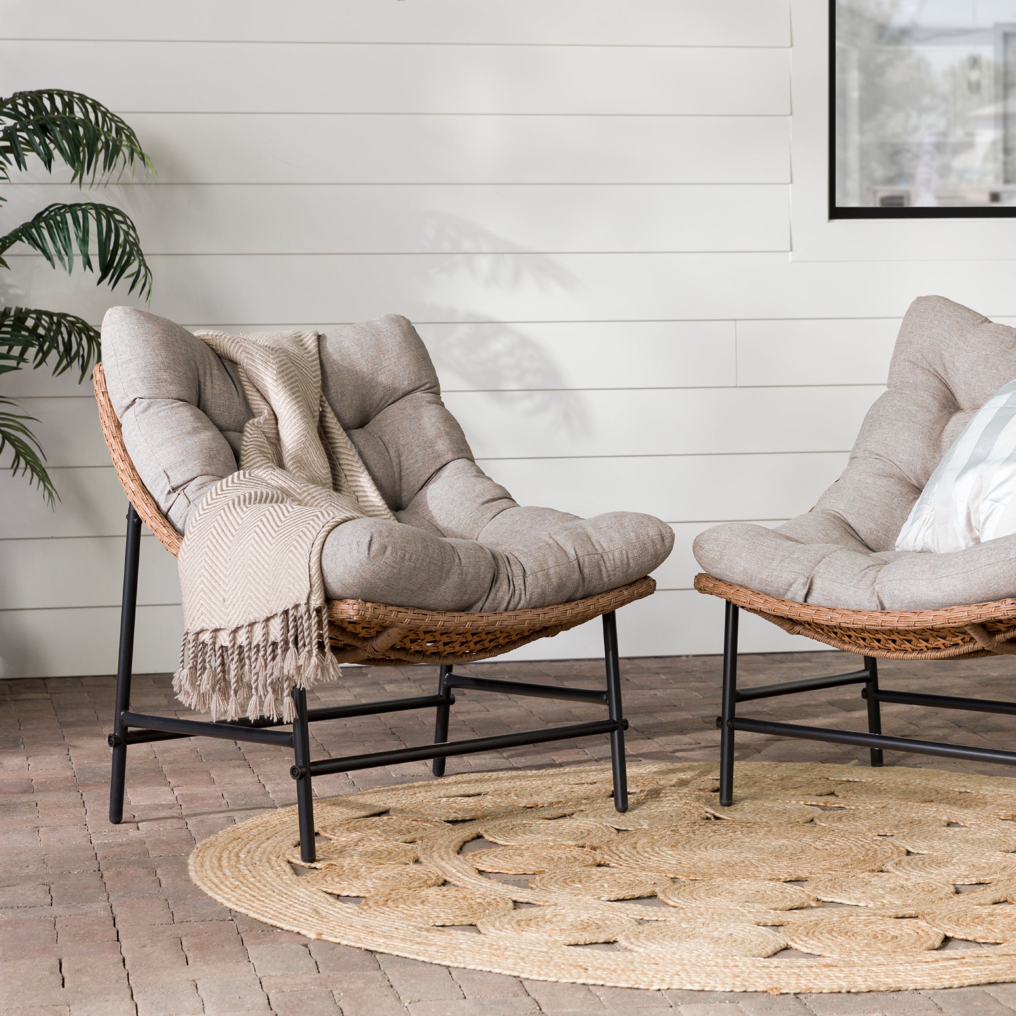 Papasan Scoop Outdoor Patio Chairs Set of 2 - East Shore Modern Home Furnishings