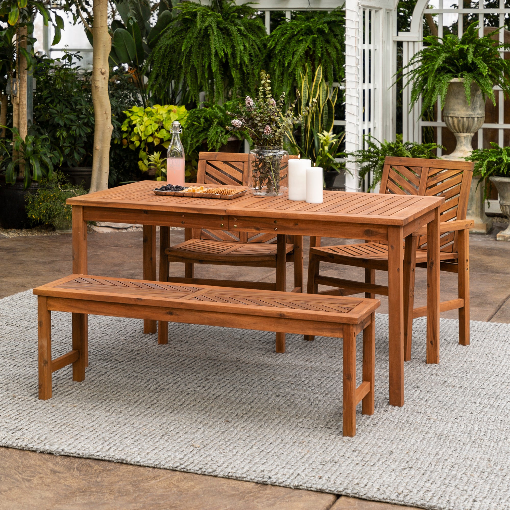 Vincent 4-Piece Chevron Outdoor Patio Dining Set - East Shore Modern Home Furnishings