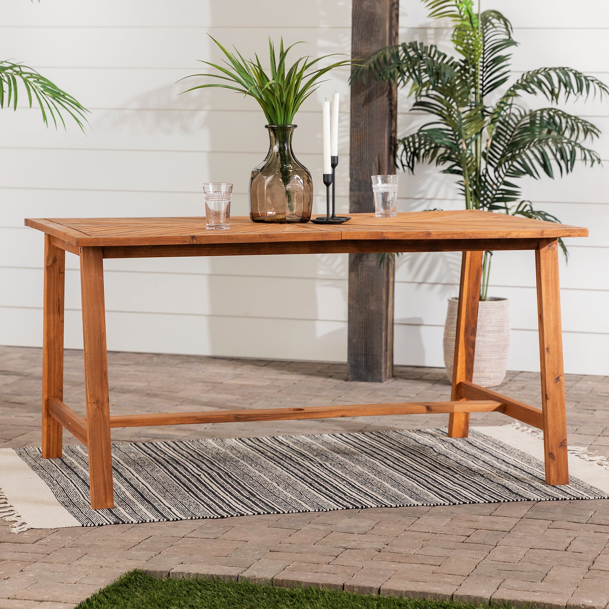 Vincent 60" Acacia Wood Chevron Dining Table - East Shore Modern Home Furnishings