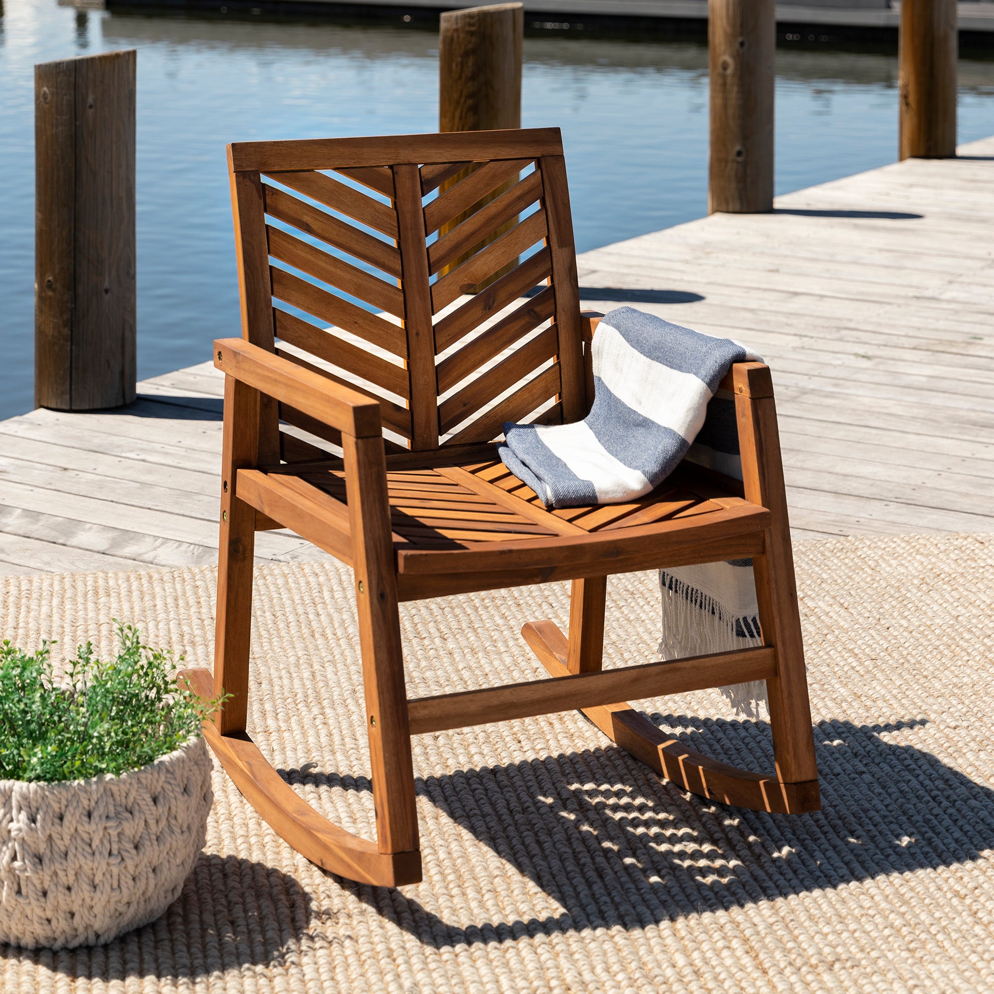 Vincent Outdoor Chevron Rocking Chair - East Shore Modern Home Furnishings