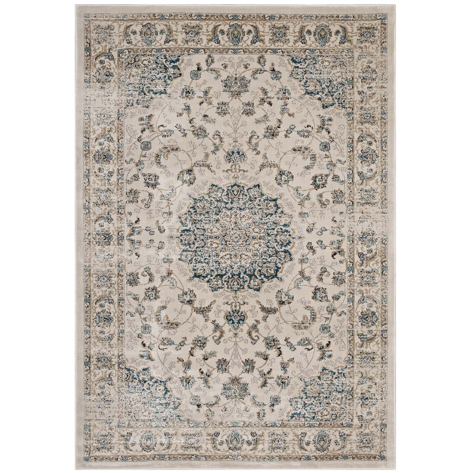 Atara Distressed Vintage Persian Medallion 5x8 Area Rug - East Shore Modern Home Furnishings