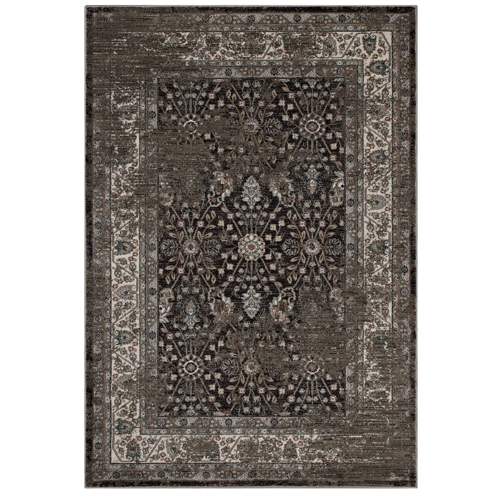 Berit Distressed Vintage Floral Lattice Area Rug - East Shore Modern Home Furnishings